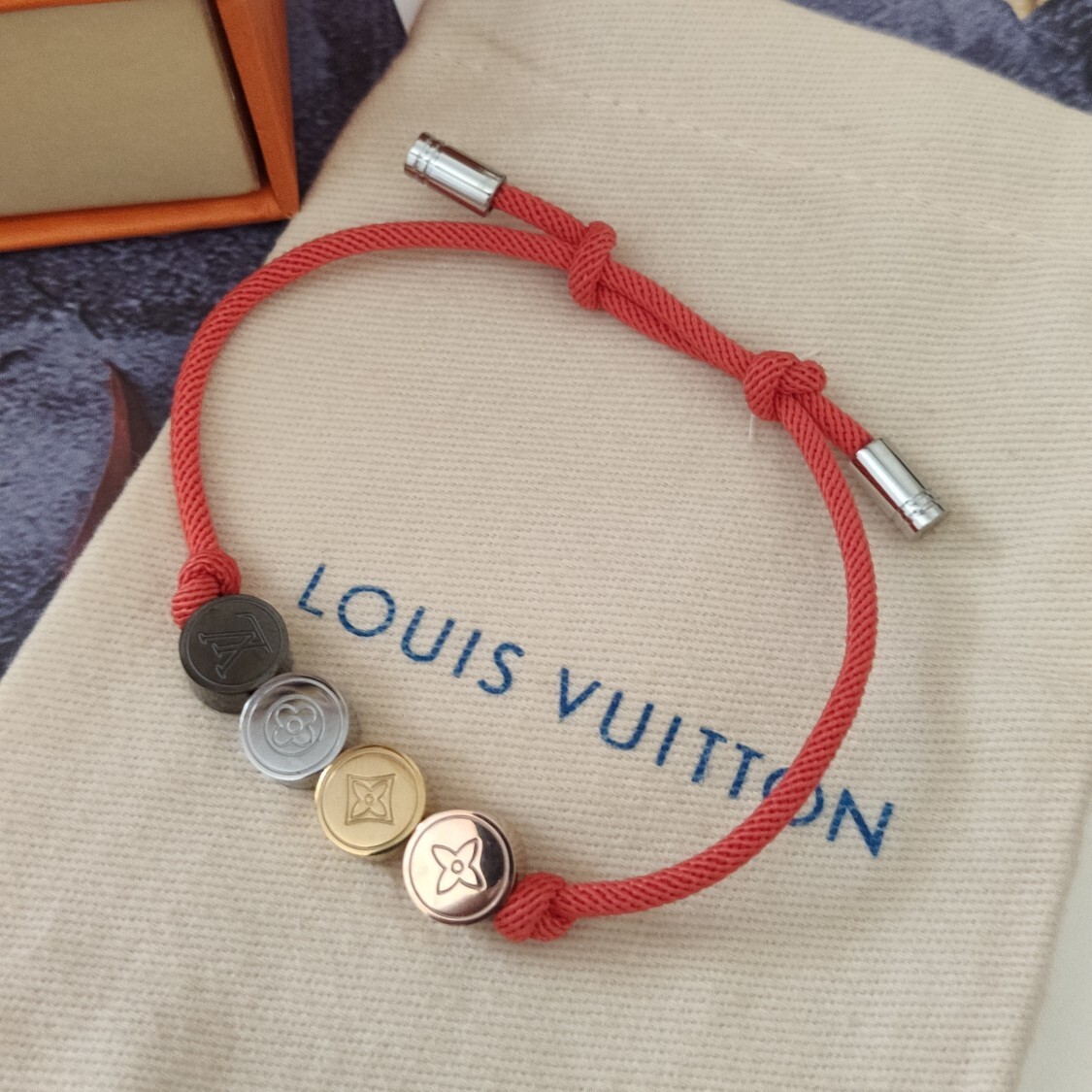 Louis Vuitton Premium Cord Bracelet with LV charms