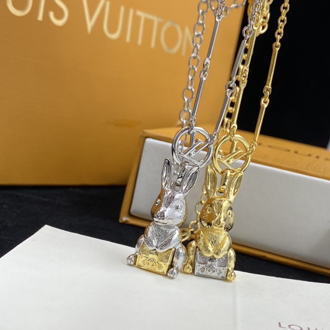 LV Rabbit Pendant Necklace – Gold & Silver Tone