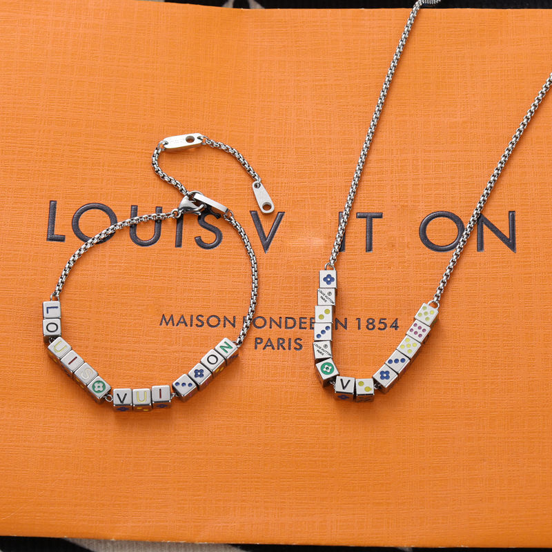 Louis Vuitton Silver Cube Charm Set – Necklace & Bracelet