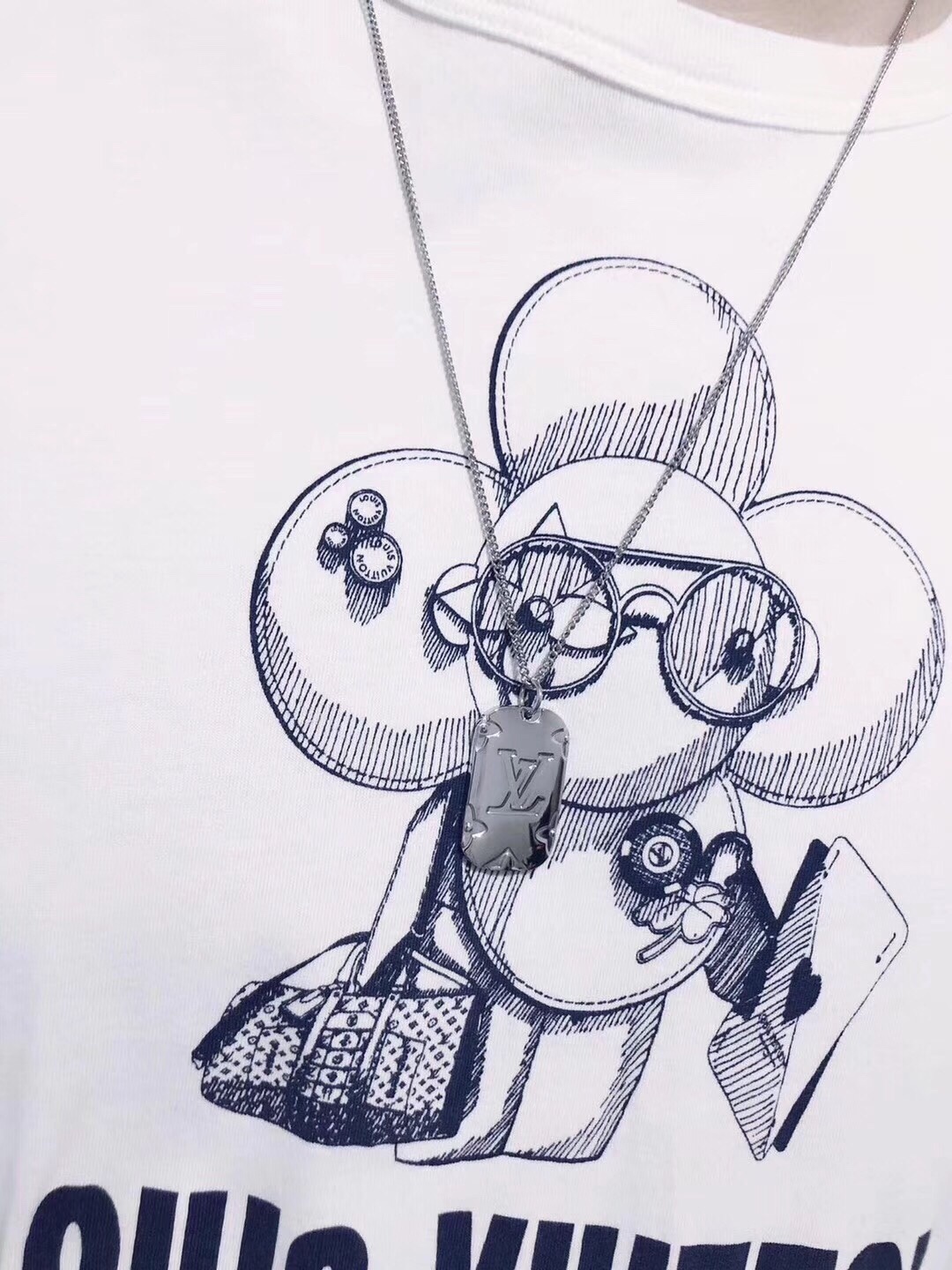 Louis Vuitton Silver Monogram Tag Necklace – Iconic Design