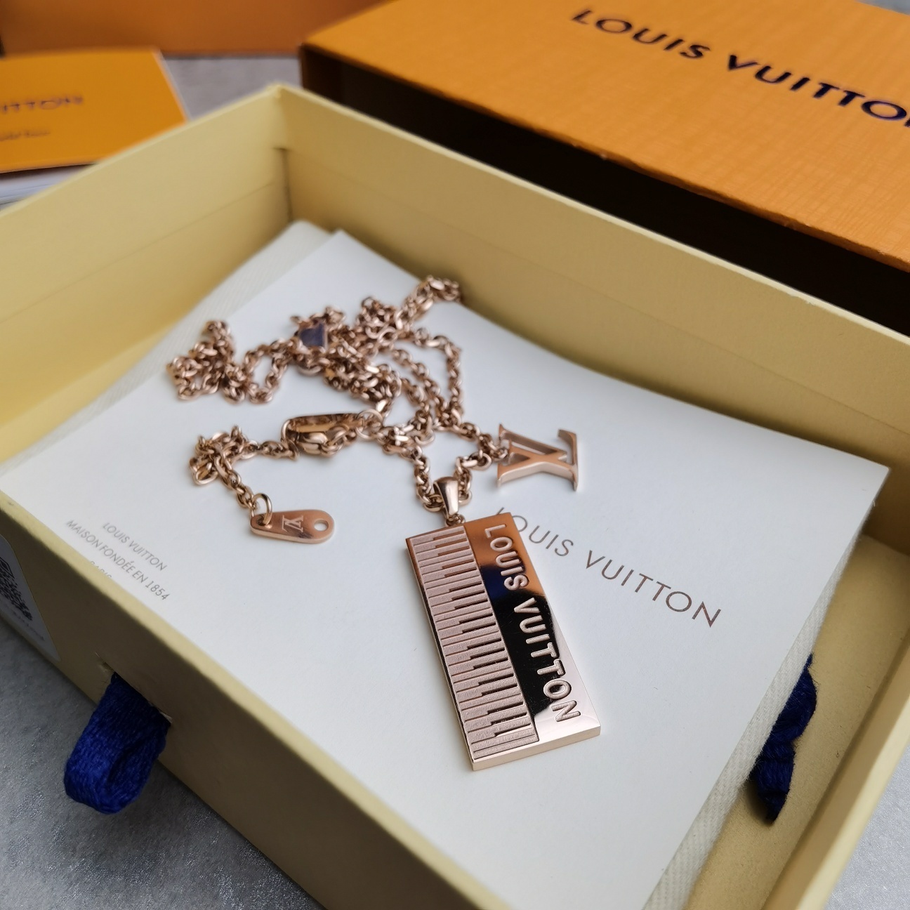 Louis Vuitton Piano Pendant Necklace – Rose Gold Finish