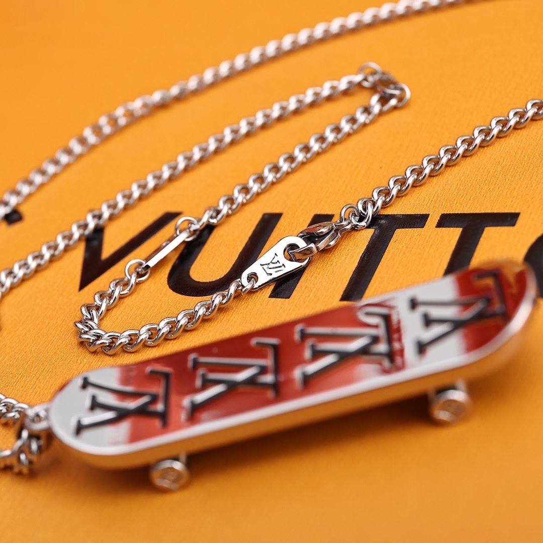 Louis Vuitton Skateboard Silver Necklace – Unique Design