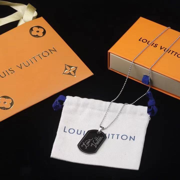 Louis Vuitton Black Dog Tag Necklace – Designer Style