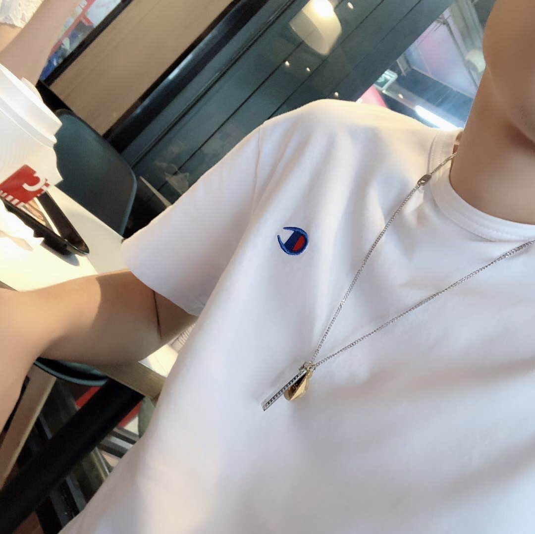 Champion White Crew Neck Tee - Embroidered Logo