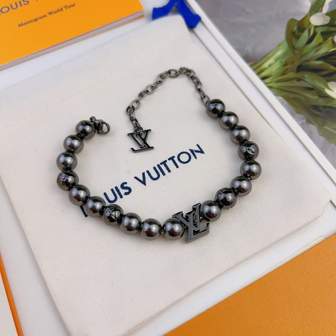 Louis Vuitton Black Bead Bracelet – Premium Quality