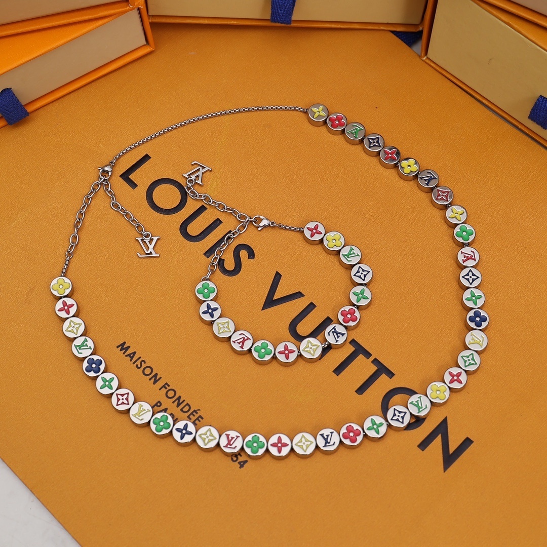 silver Louis Vuitton Flower Necklace – Louis Vuitton Silver Multicolor
