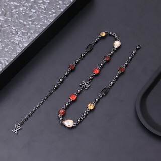 Louis Vuitton Rhinestone Chain Necklace – Gunmetal Finish