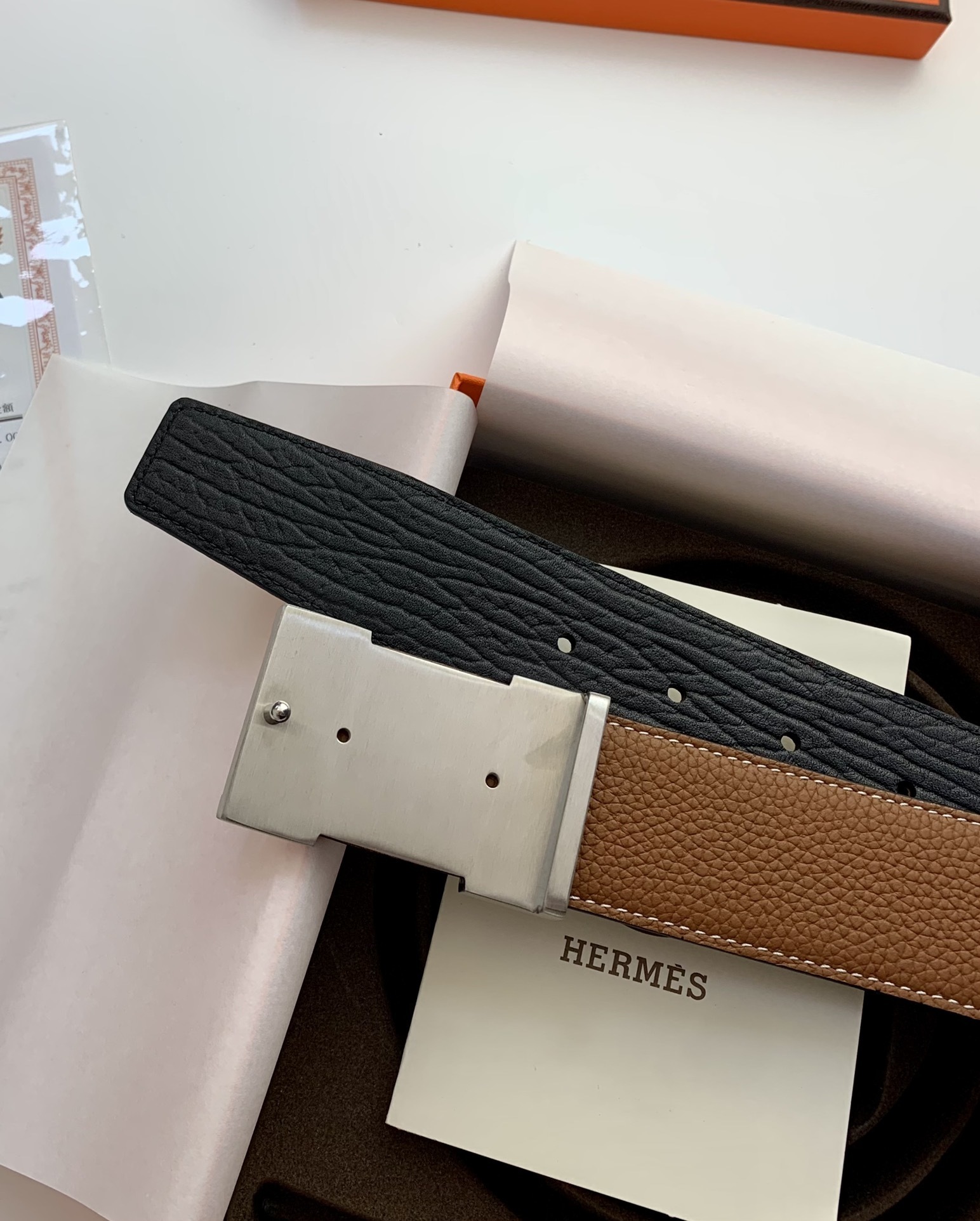 Hermès Men’s Reversible Leather Belt with Signature H Buckle