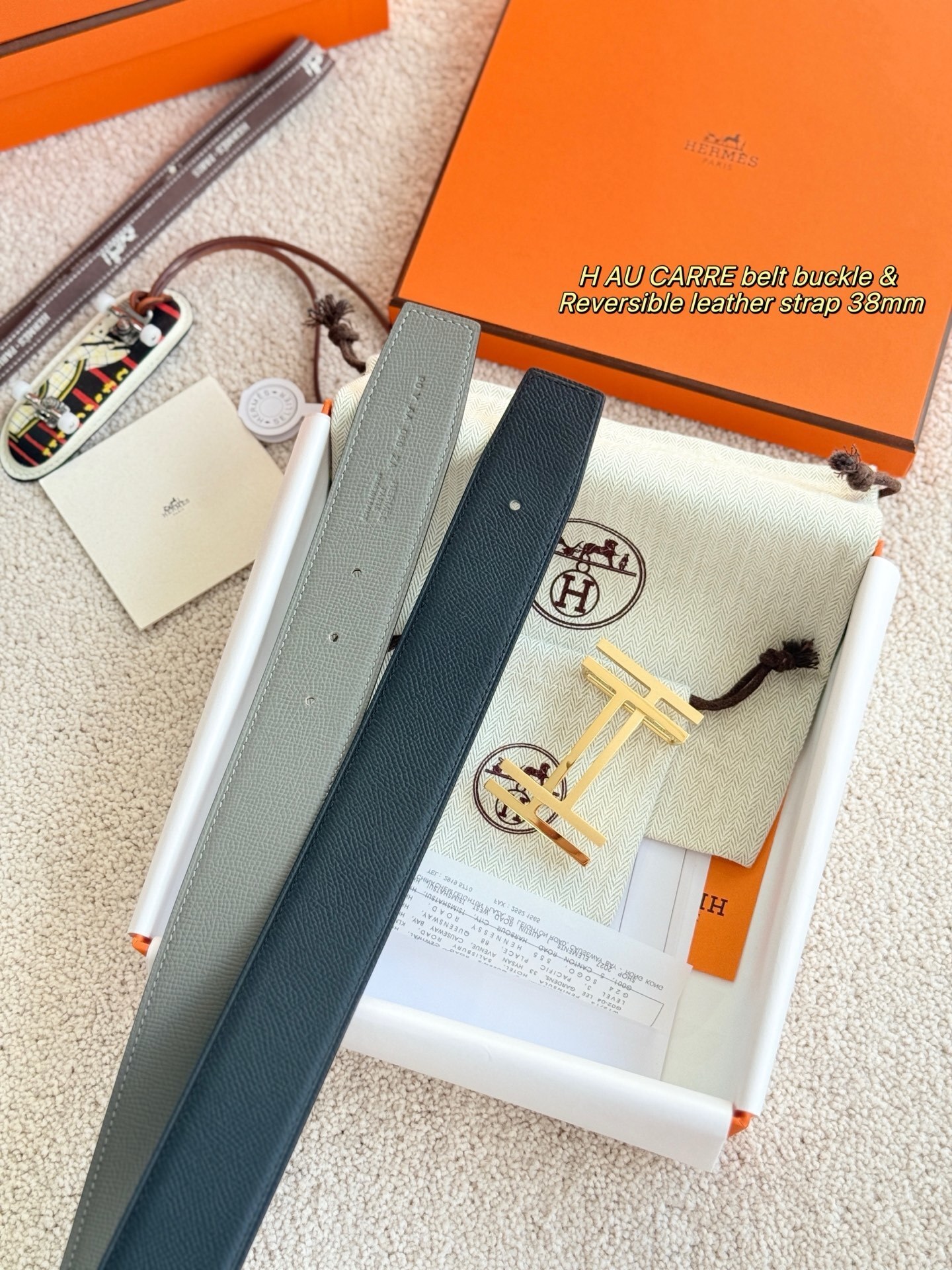 Hermes H Au Carre Belt Buckle & Reversible Leather Strap 38mm