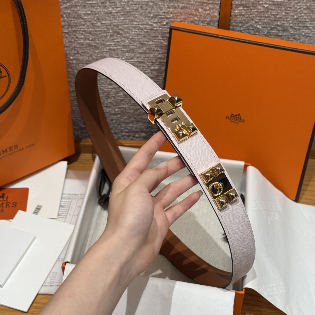 Hermes Collier de Chien Belt - Rose Sakura Pink with Gold Hardware