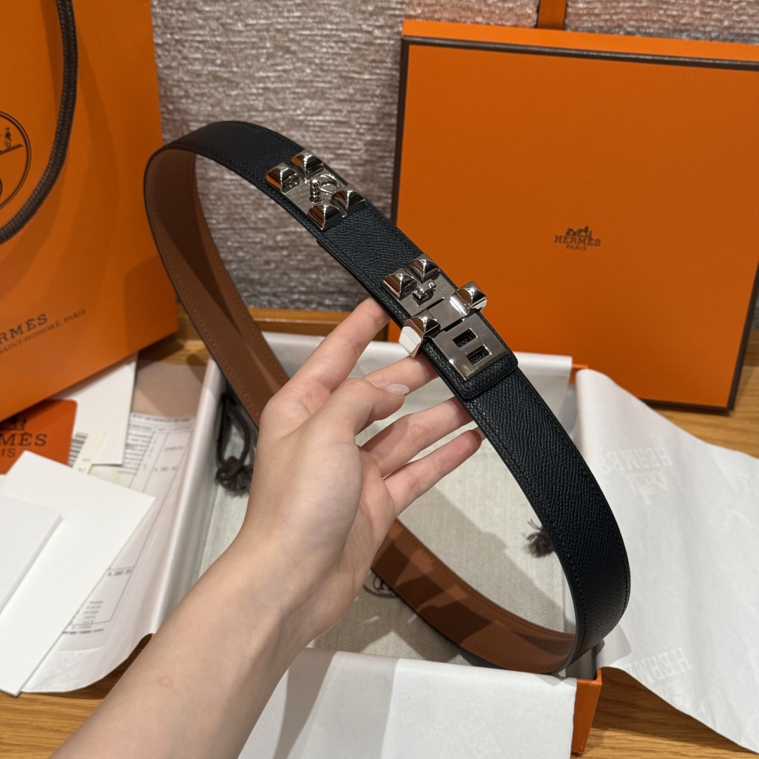 Hermès Collier de Chien Belt Noir Epsom Leather Silver Hardware