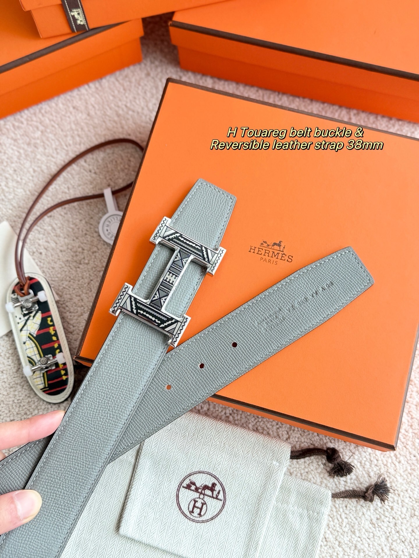 Hermes H Touareg Belt Buckle & Reversible Leather Strap 38mm