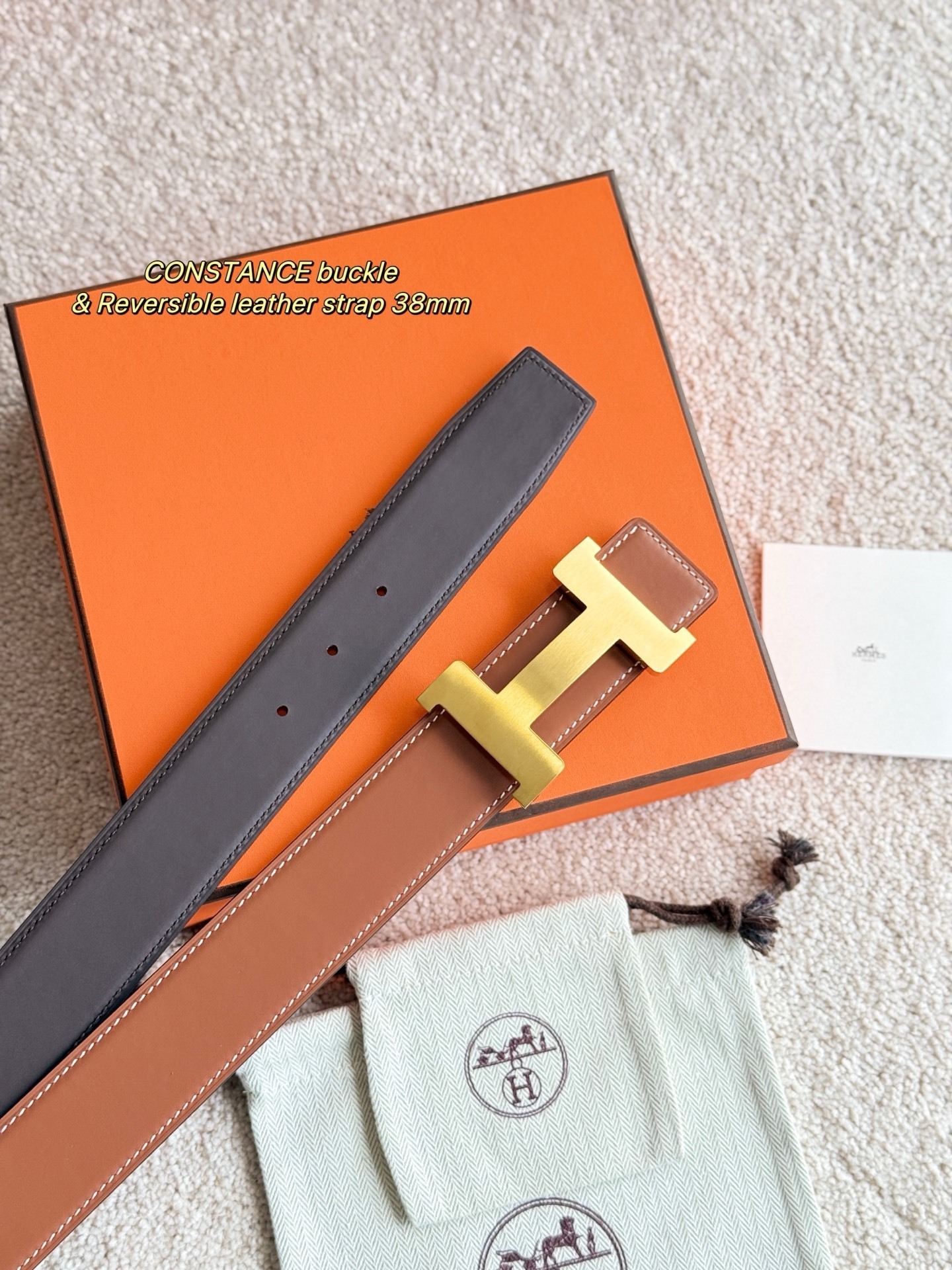 Hermes Constance Buckle & Reversible Leather Strap 38mm - Gold H