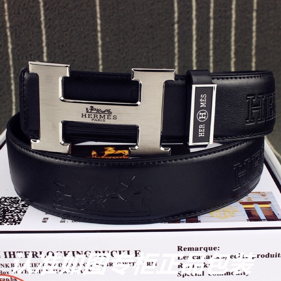 Hermes Men's Leather Belt with Interlocking H Buckle Luxury Gift Box