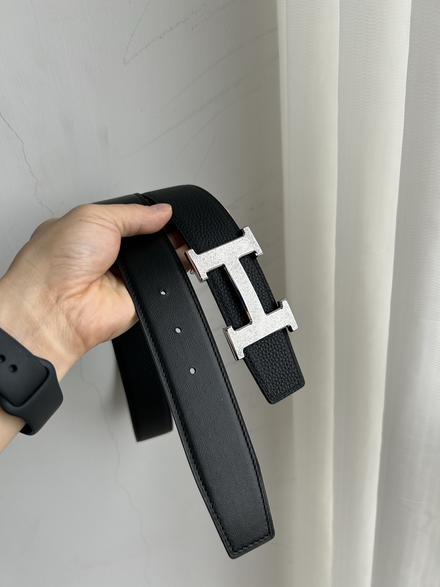 Premium Leather H Buckle Belt - Luxury Gold & Silver Textured Finish