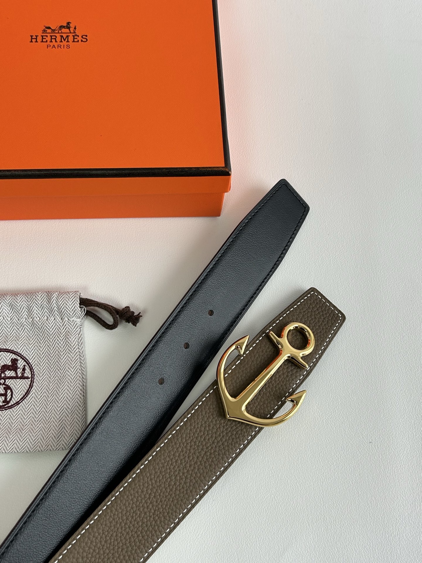 Hermes Chaine d'Ancre Anchor Buckle Leather Belt for Men & Women