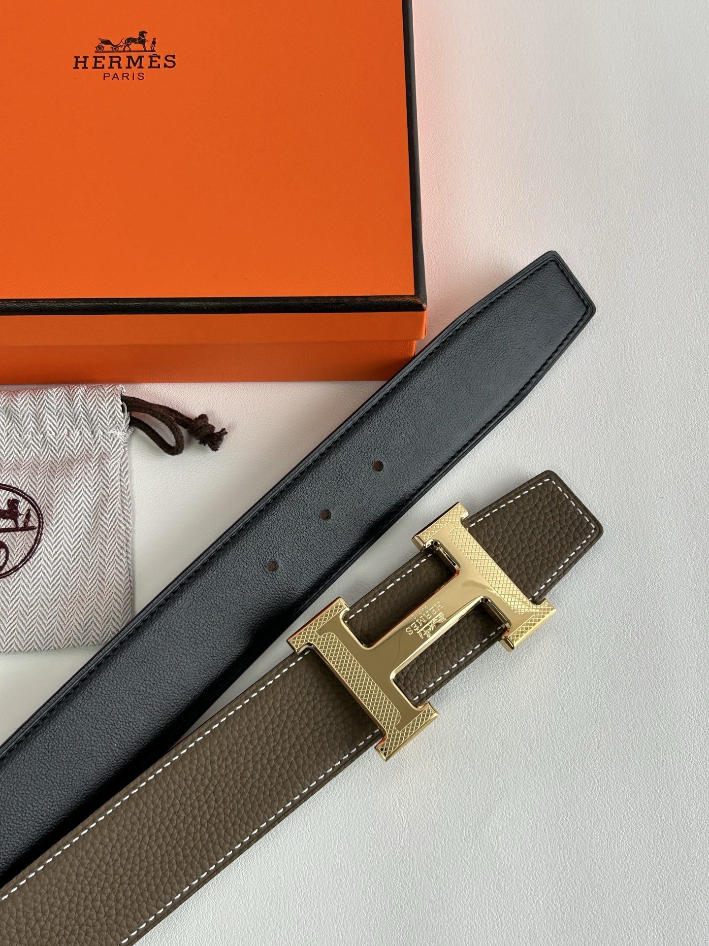 Hermès H Belt Kit Reversible Leather with Textured H Buckle