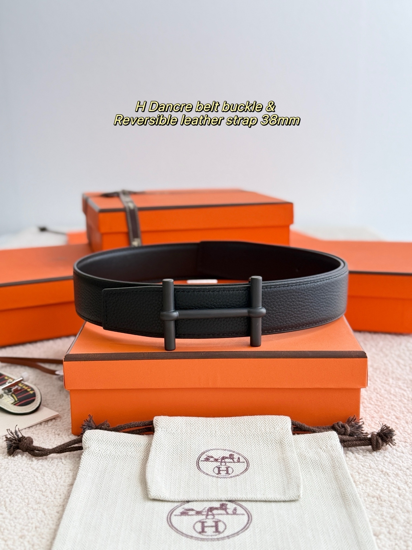 Hermès H D'Ancre Reversible Belt 38mm - Matte Black Buckle