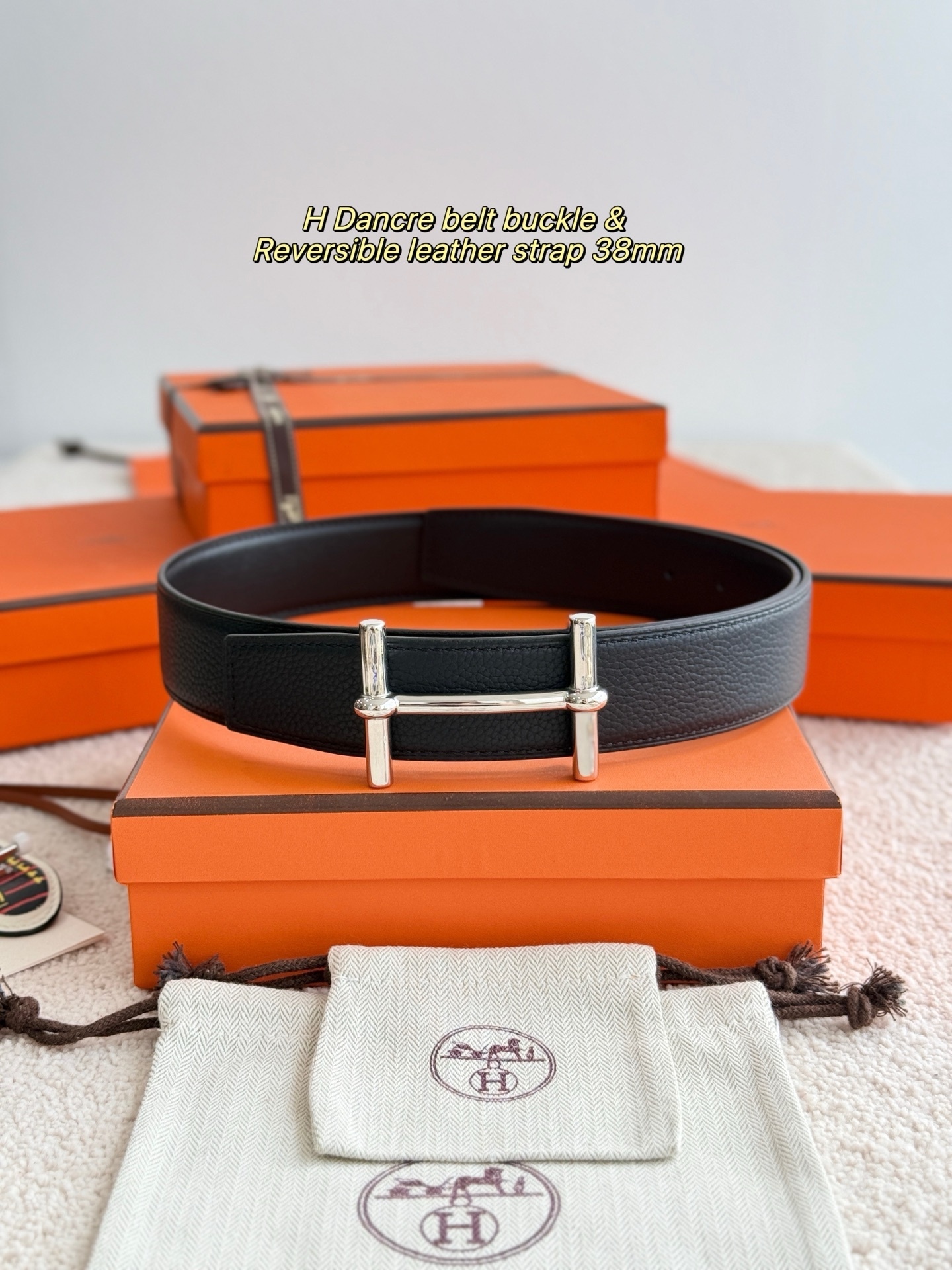 Hermès H d'Ancre 38mm Reversible Leather Belt - Silver Buckle