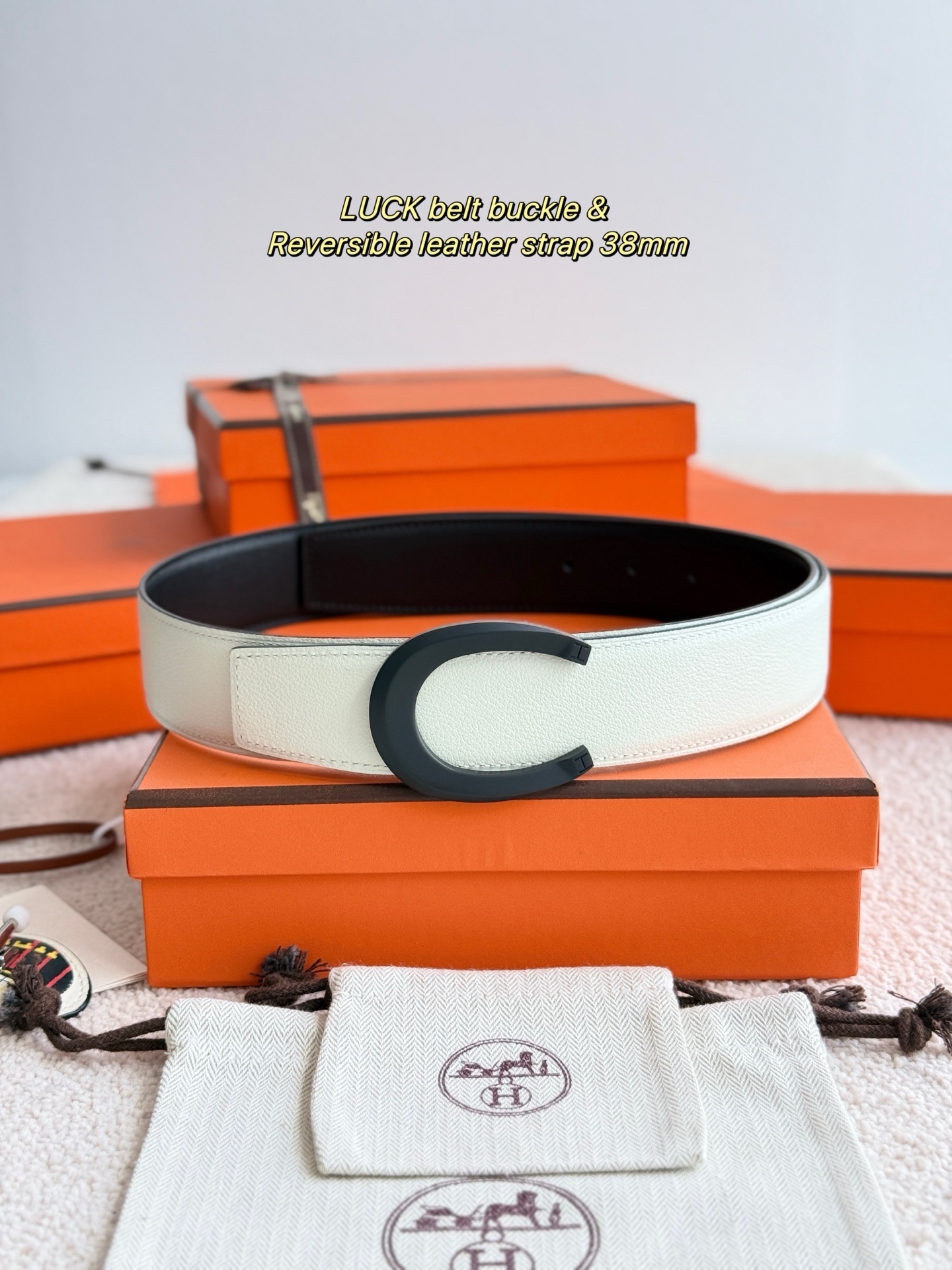 Hermès LUCK Belt Buckle & 38mm Reversible Leather Strap Kit