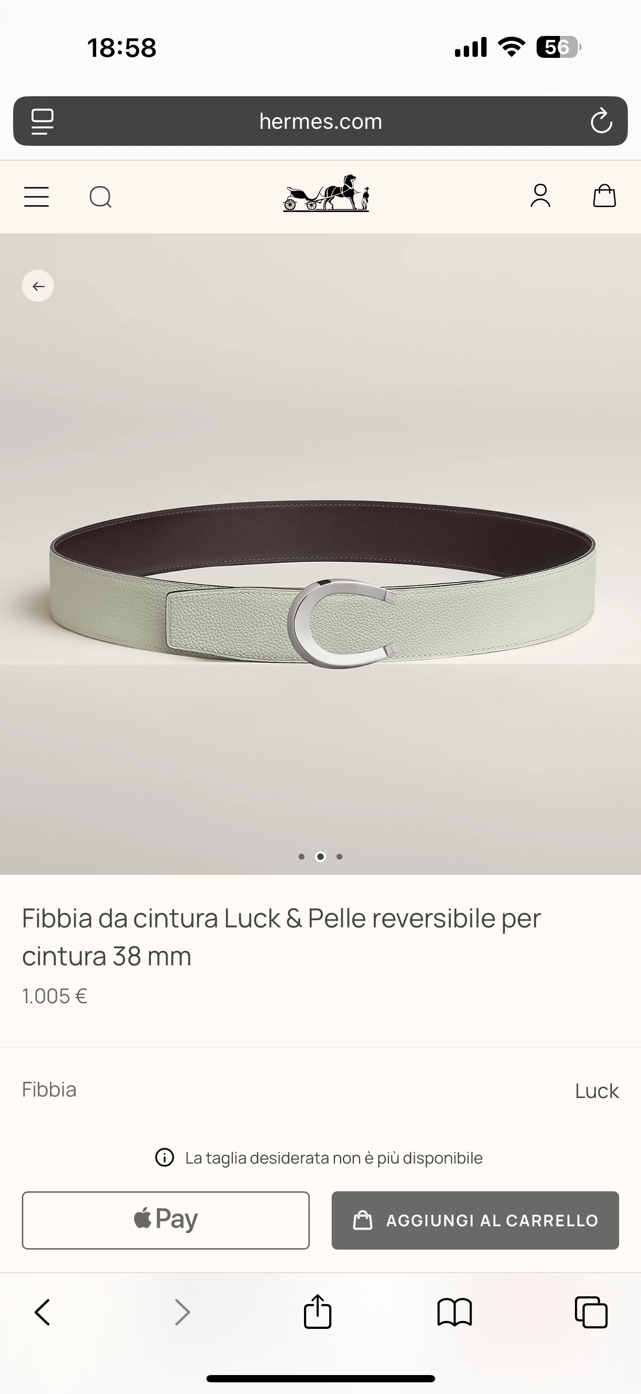 Hermès Luck Buckle & Reversible 38mm Leather Belt