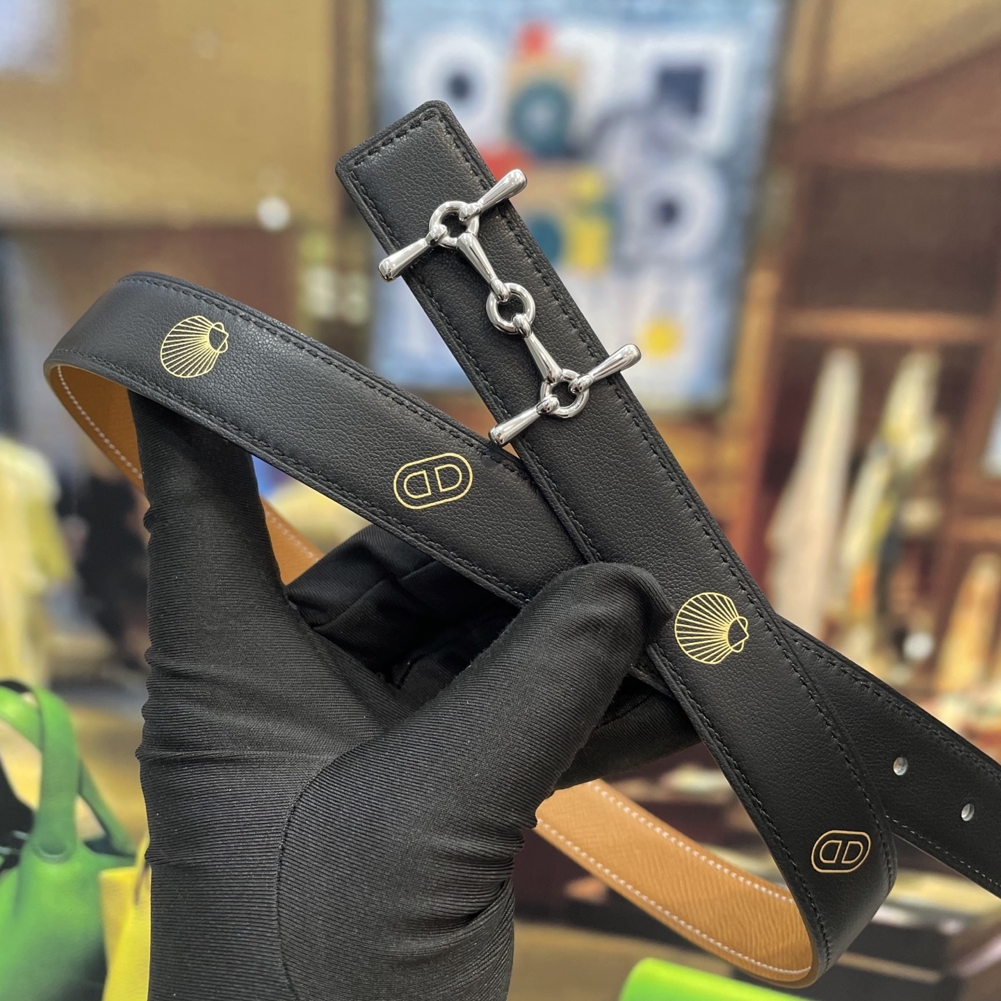 Luxury Tan Grained Leather Belt with Silver Mors Hardware