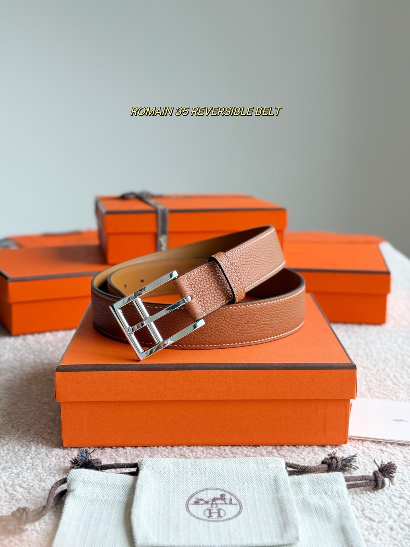 Romain 35 Reversible Leather Belt with Silver-Tone Buckle