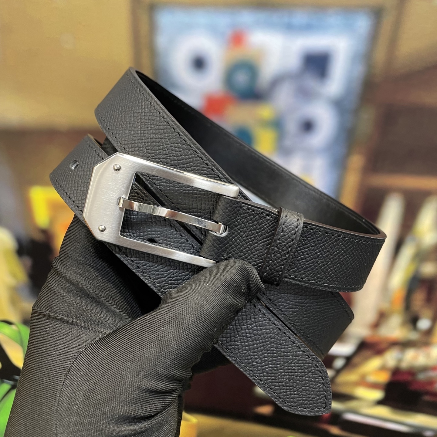 Premium Epsom Leather Men's Belt with Designer Metal Buckle