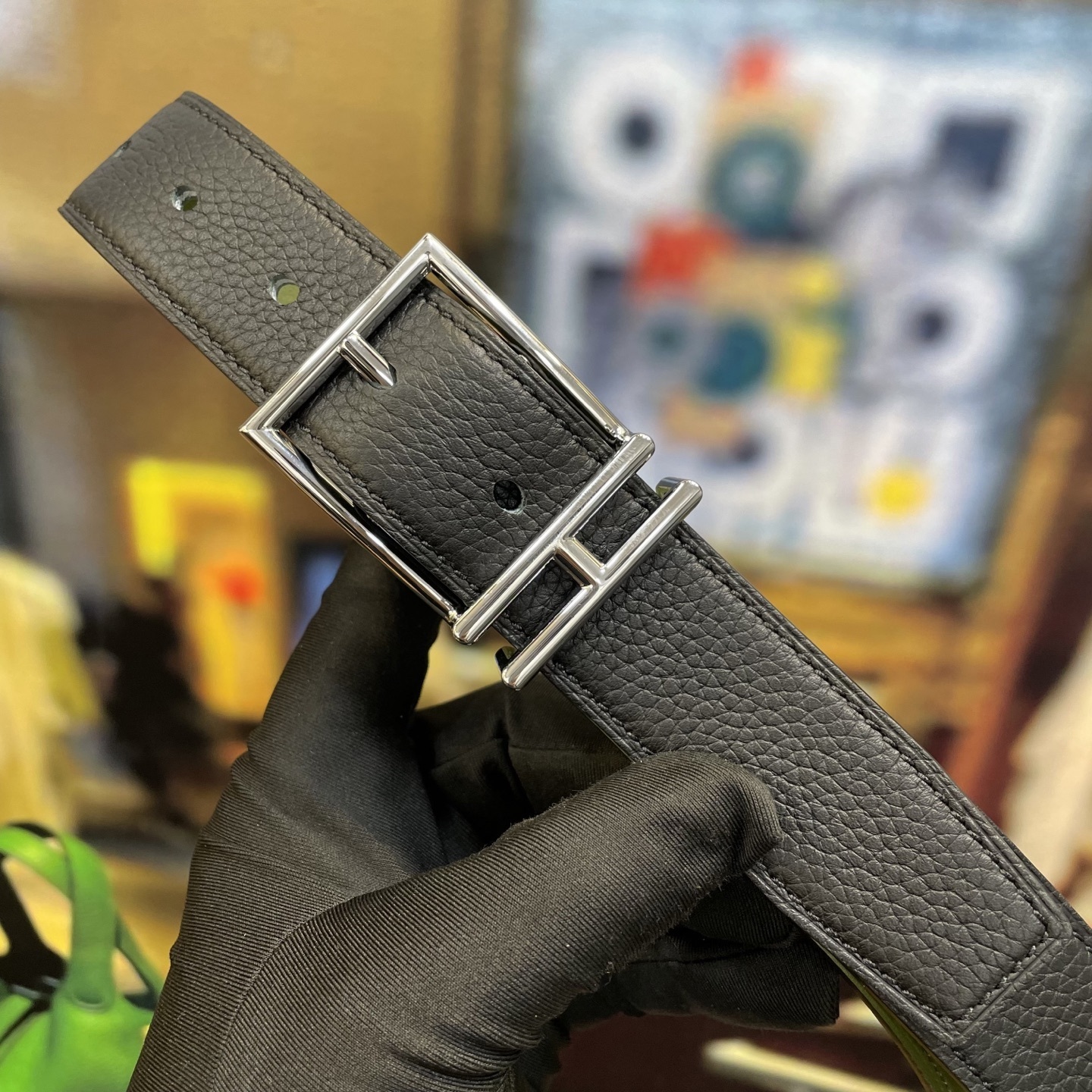 Luxury Genuine Leather Belt with Designer H-Frame Buckle