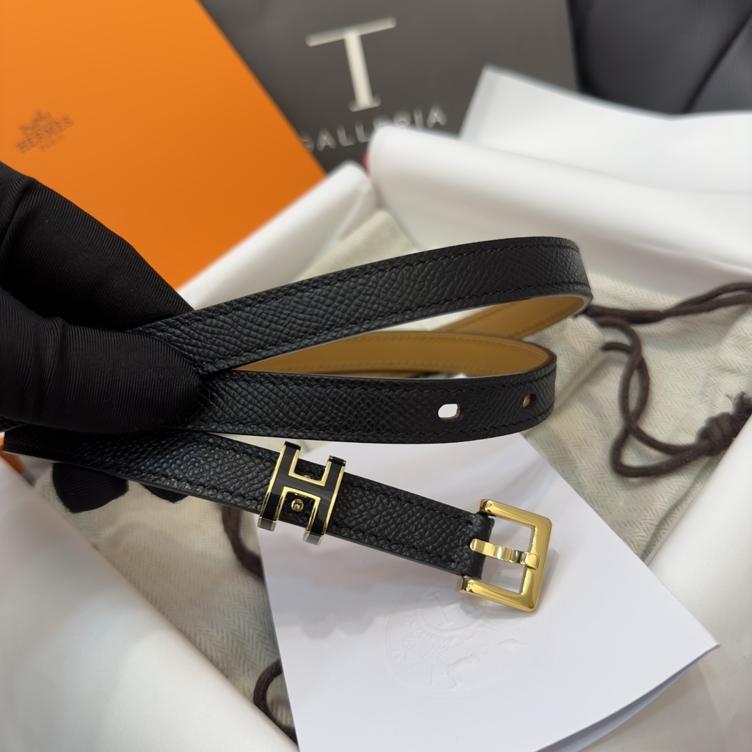 Hermès Pop H 15mm Leather Belt with Gold & Silver Hardware