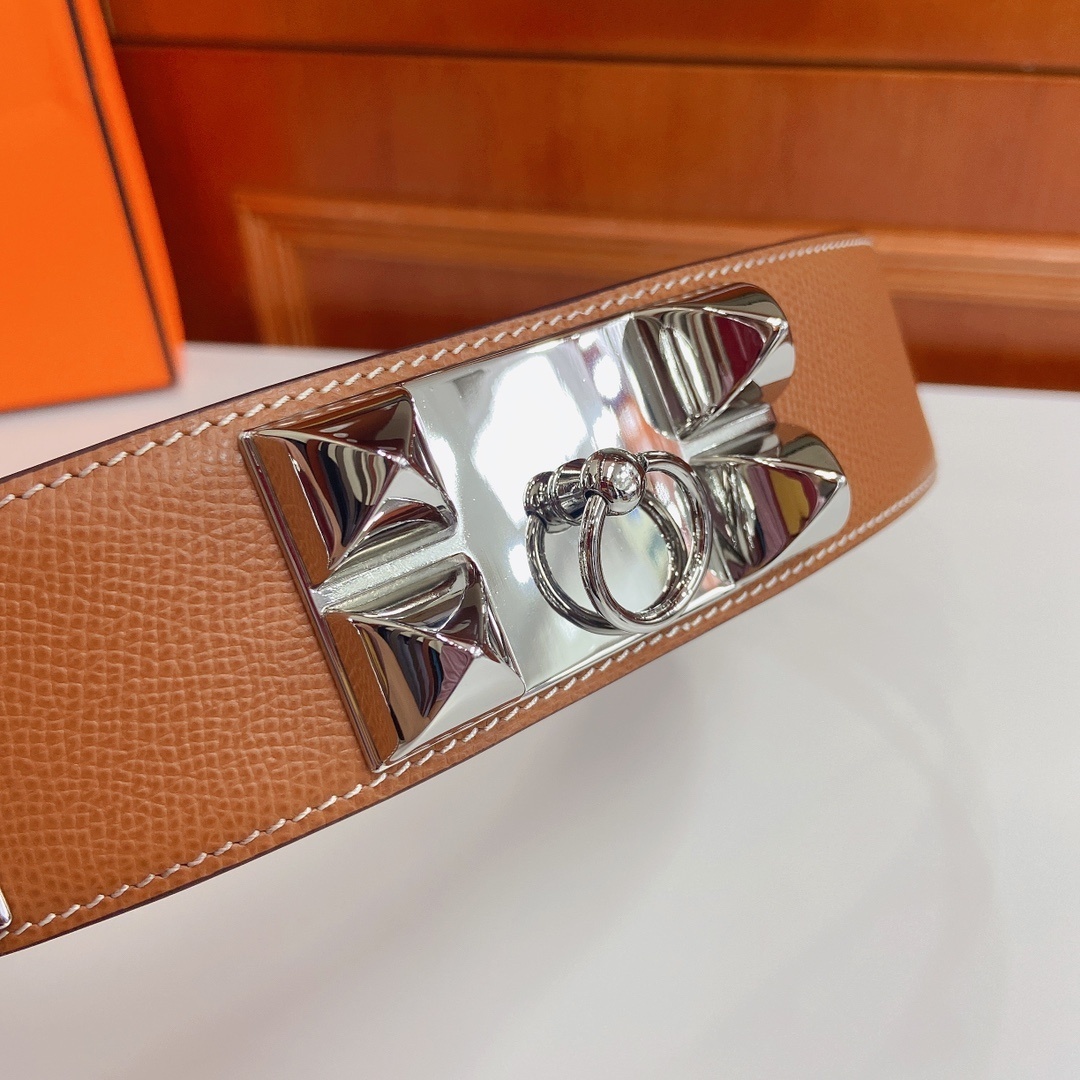 Hermès Collier de Chien Belt in Tan Leather with Silver Hardware