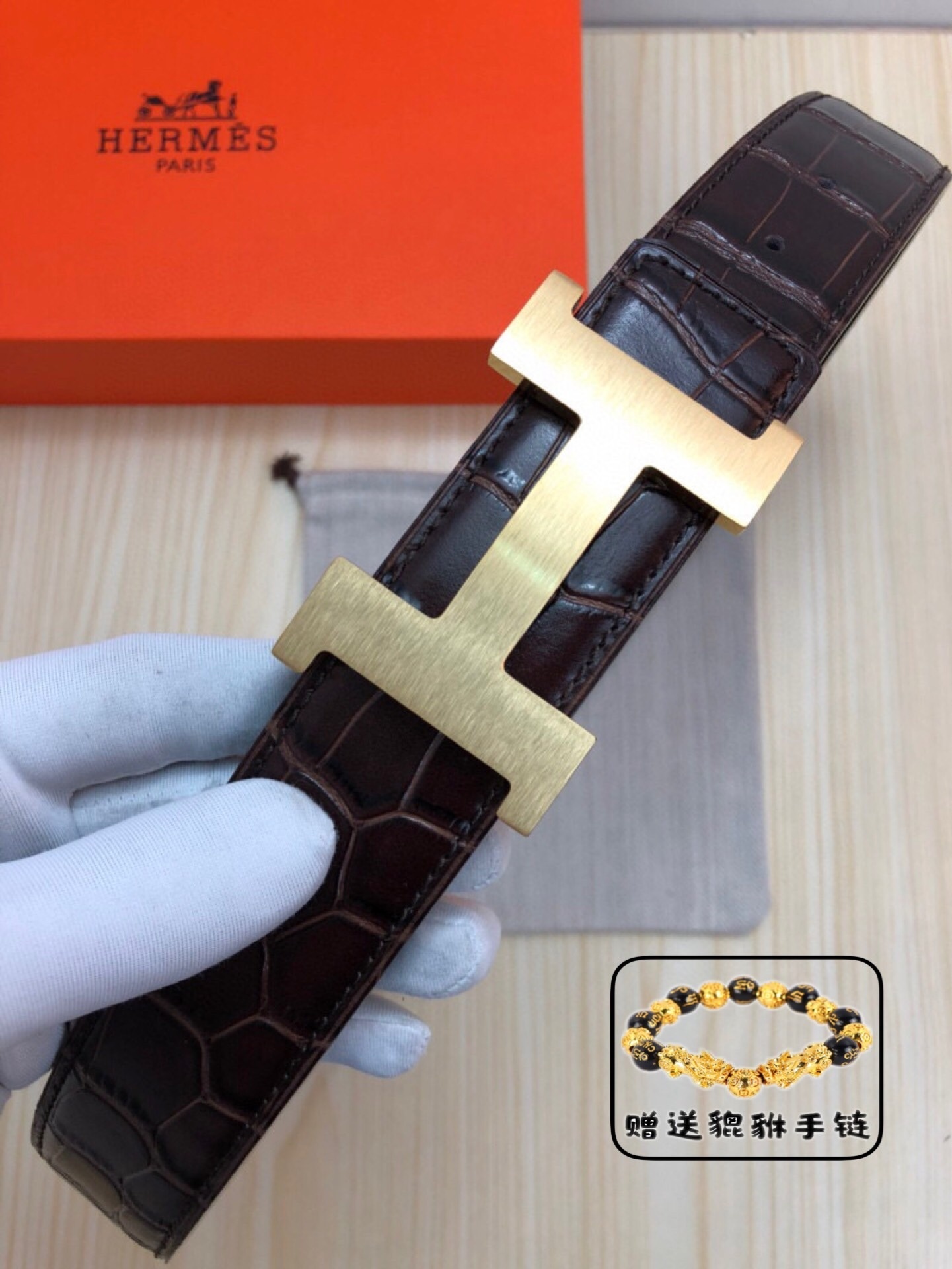 Luxury Men's Genuine Leather Belt with Crocodile Pattern & H Buckle