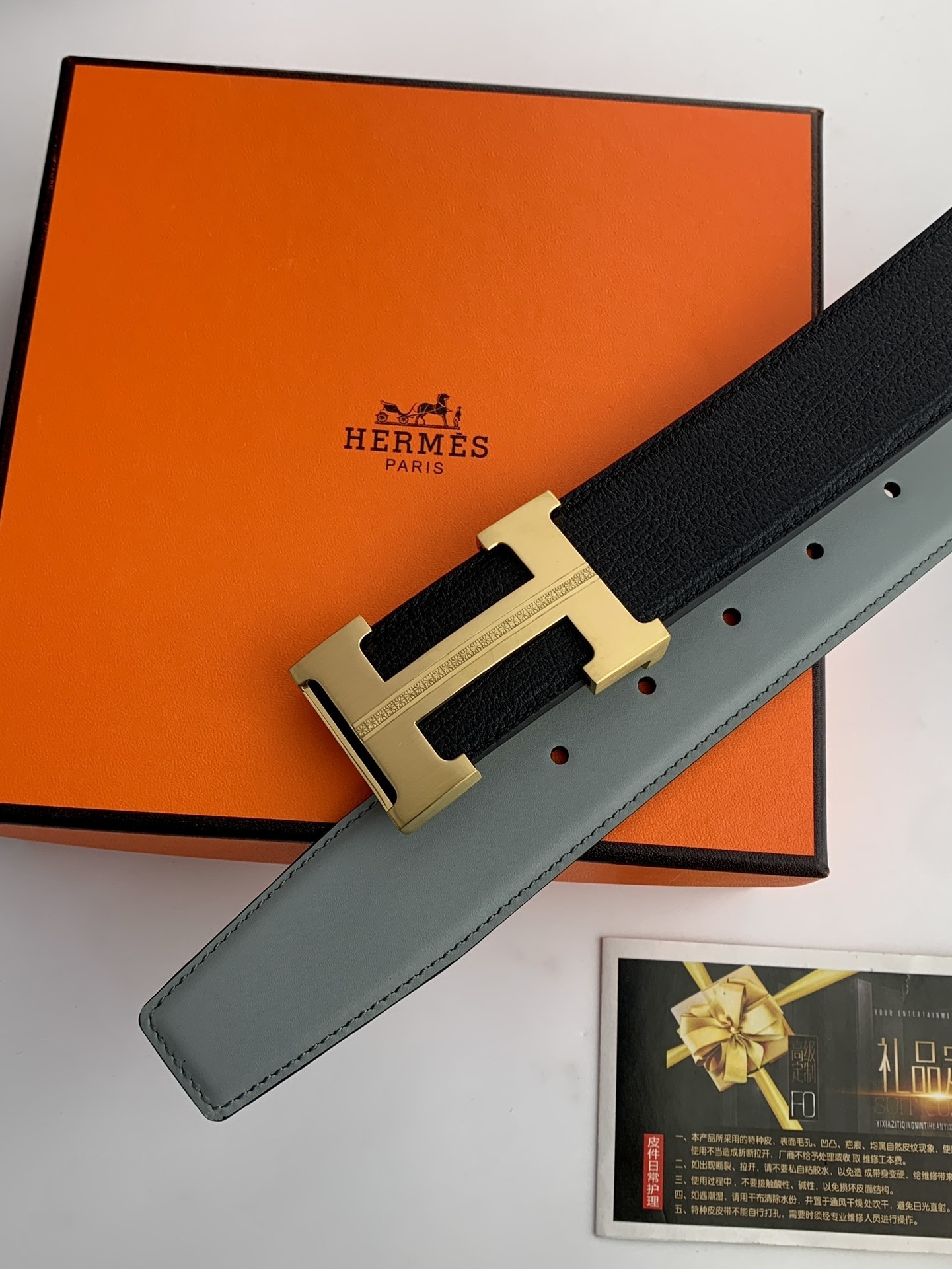 Hermes Men's Luxury Belt with Gold H Buckle - Classic Black Leather