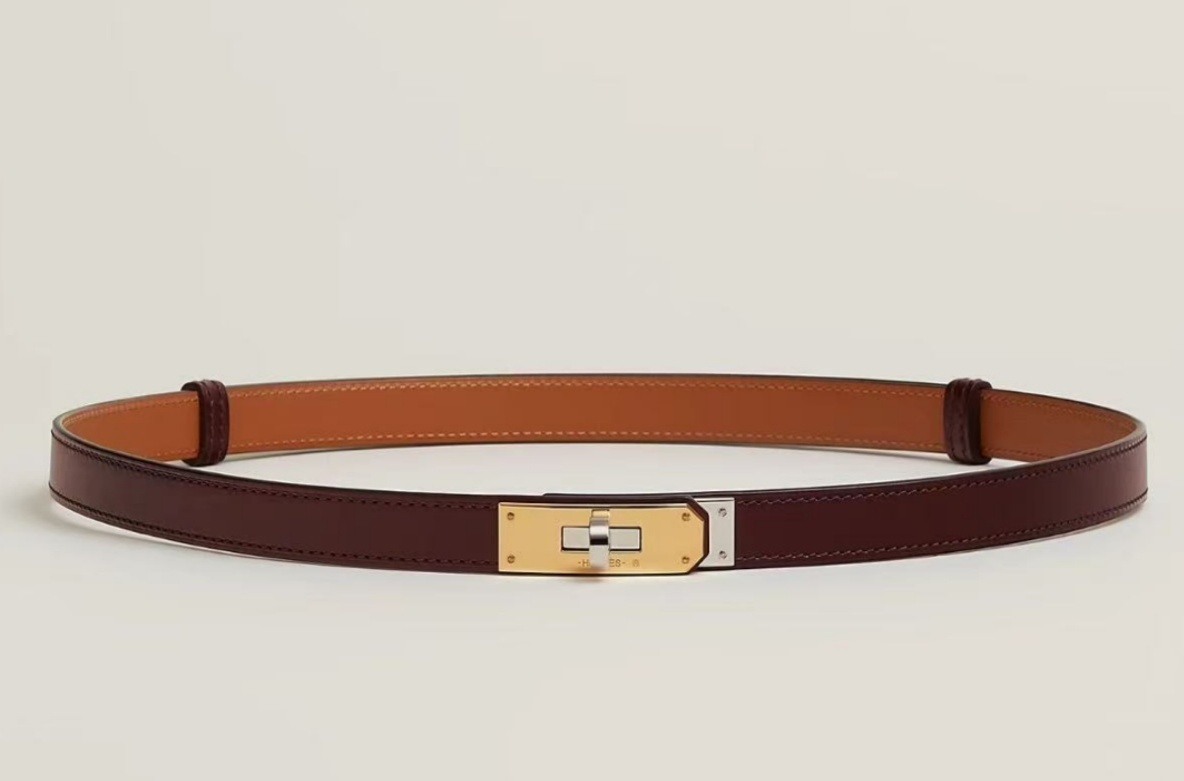 Hermès Kelly Belt 18mm Dark Brown Leather with Gold-Plated Buckle