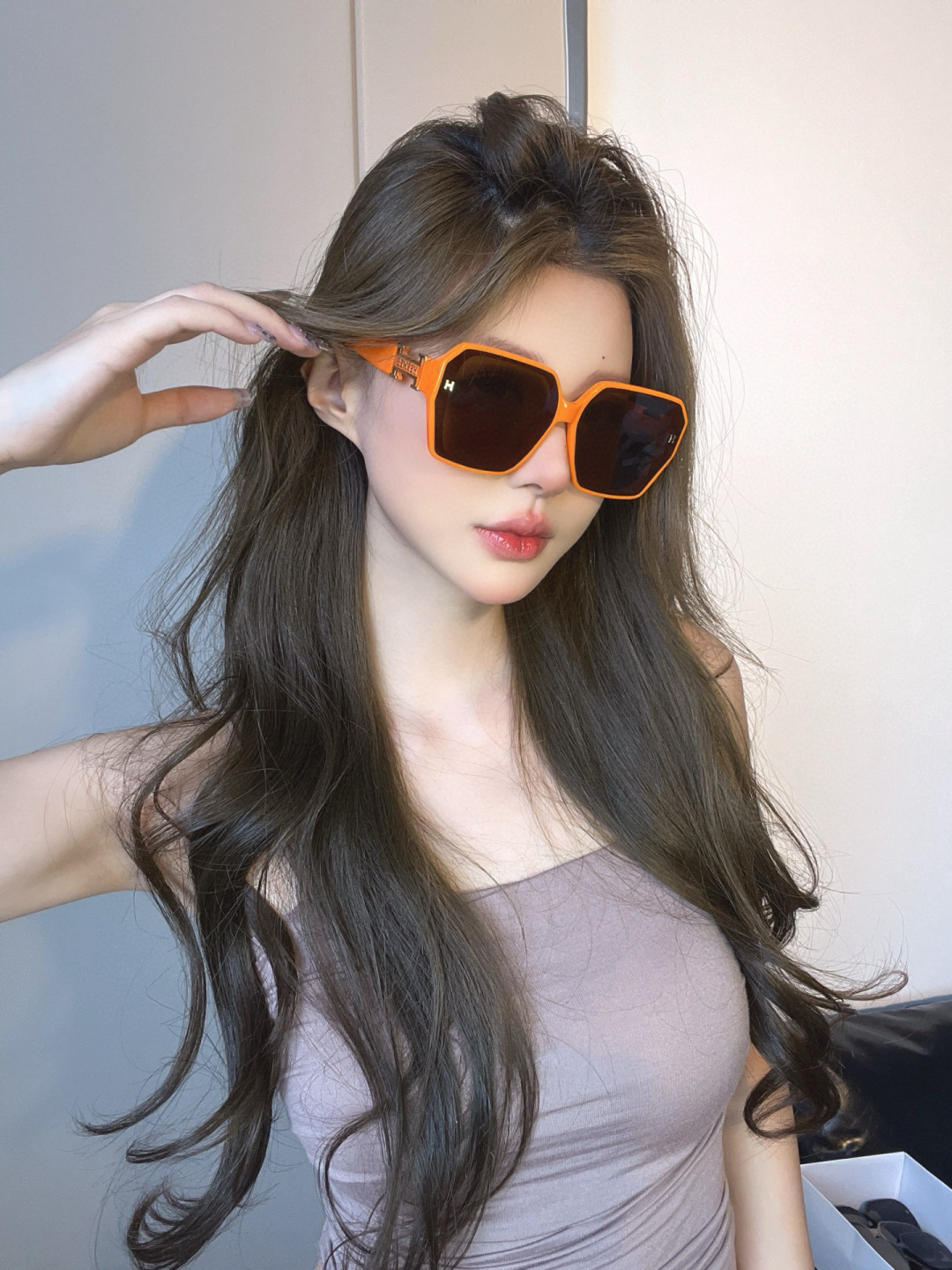 Chic Orange Oversized Square Sunglasses for Women - Trendy Style