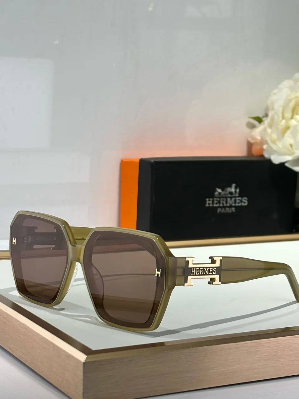 Hermes Olive Green Sunglasses - Hermes Olive Green Octagon Sunglasses