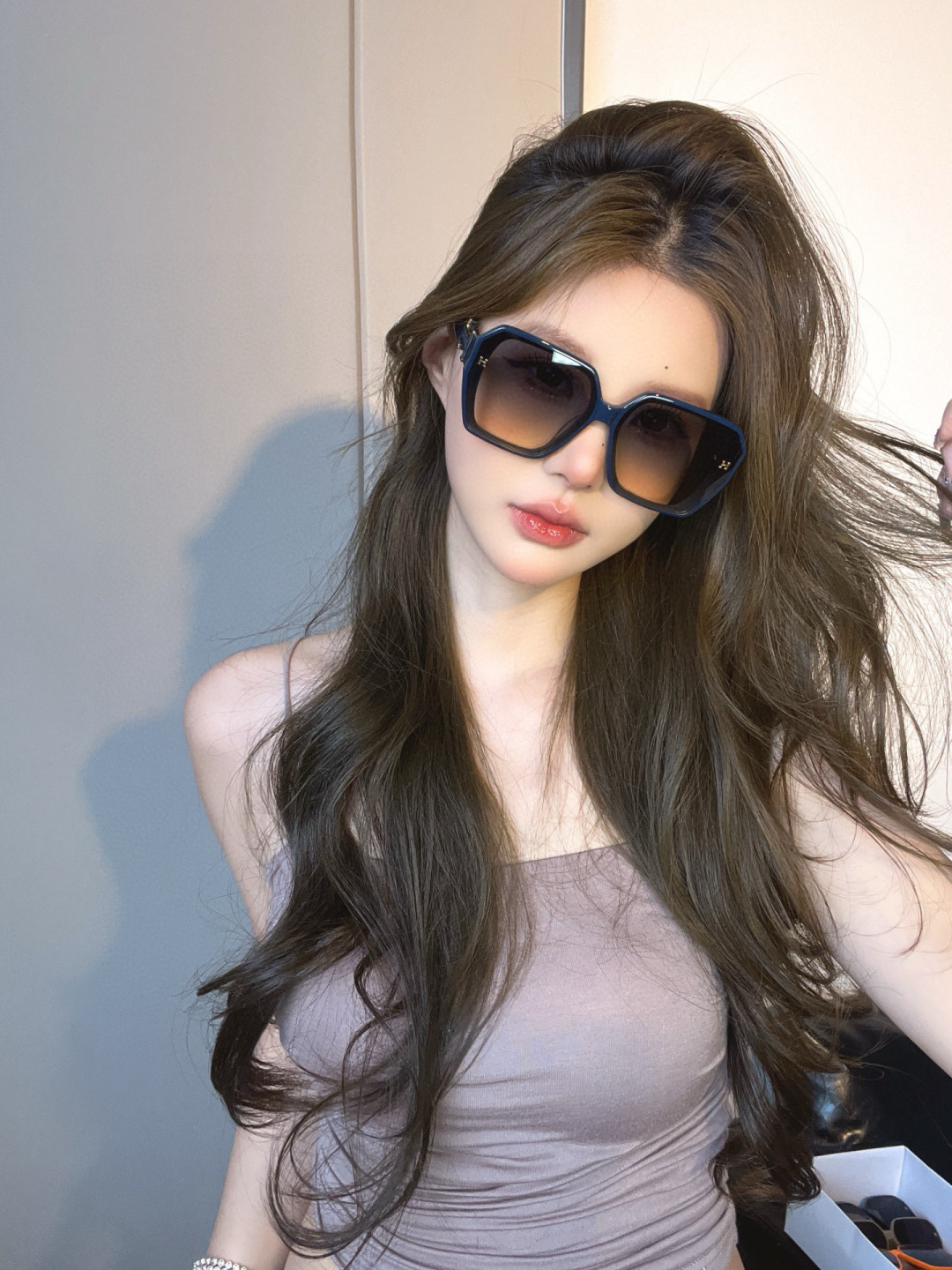 Chic Orange Oversized Square Sunglasses for Women – Trendy Style