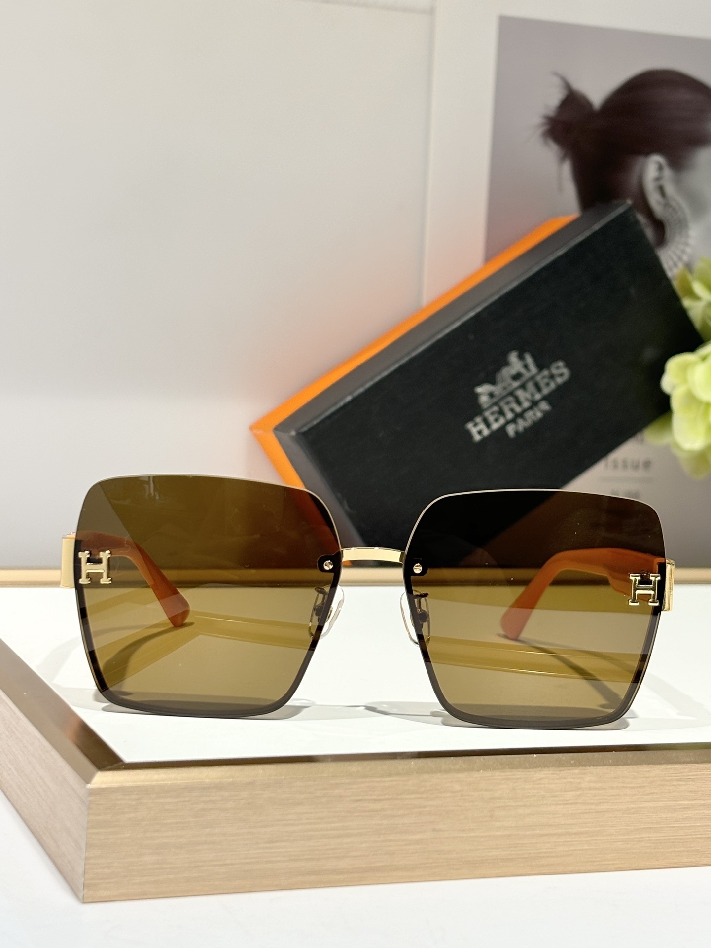 Hermès Gold Frame Sunglasses