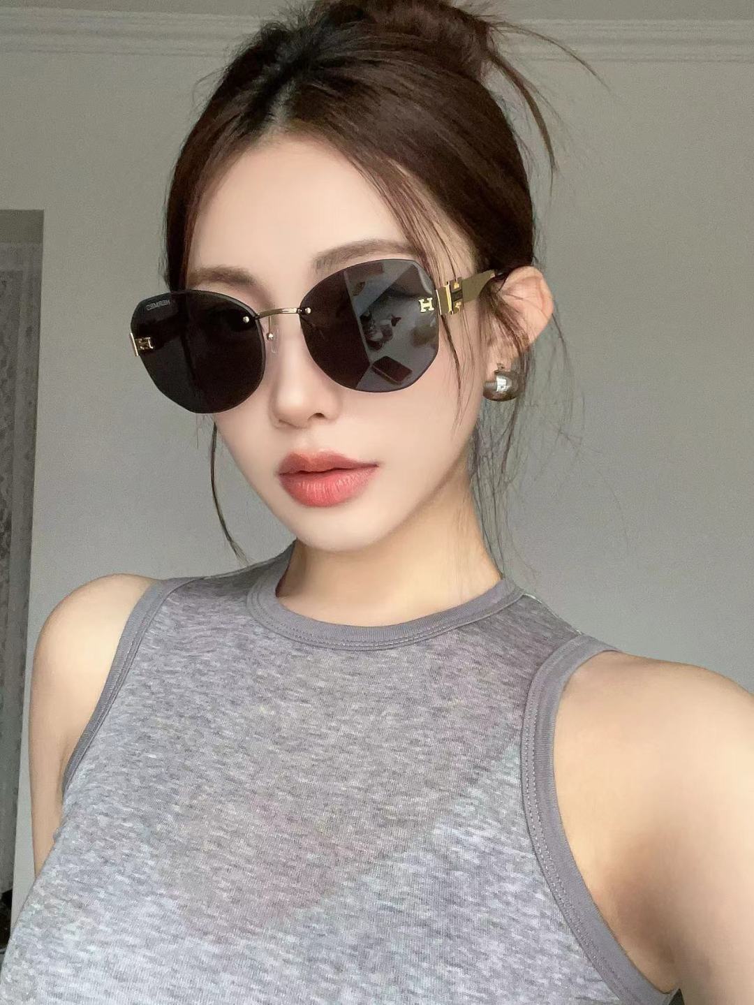 black Hermès Gold Trim Sunglasses – Hermès Gold Trim Black Lens