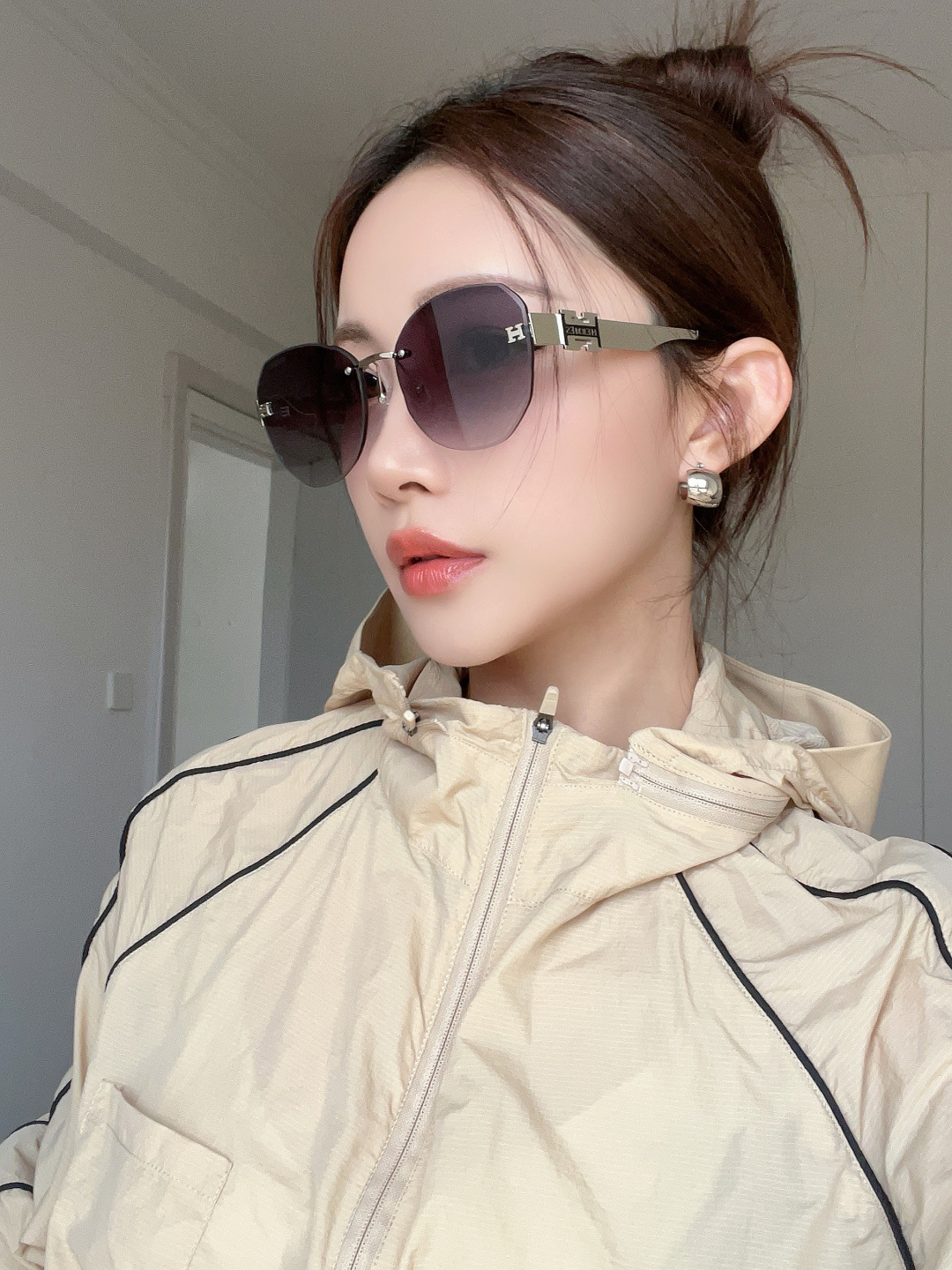 gradient Hermès Silver Rimless Sunglasses – Hermès Silver Rimless