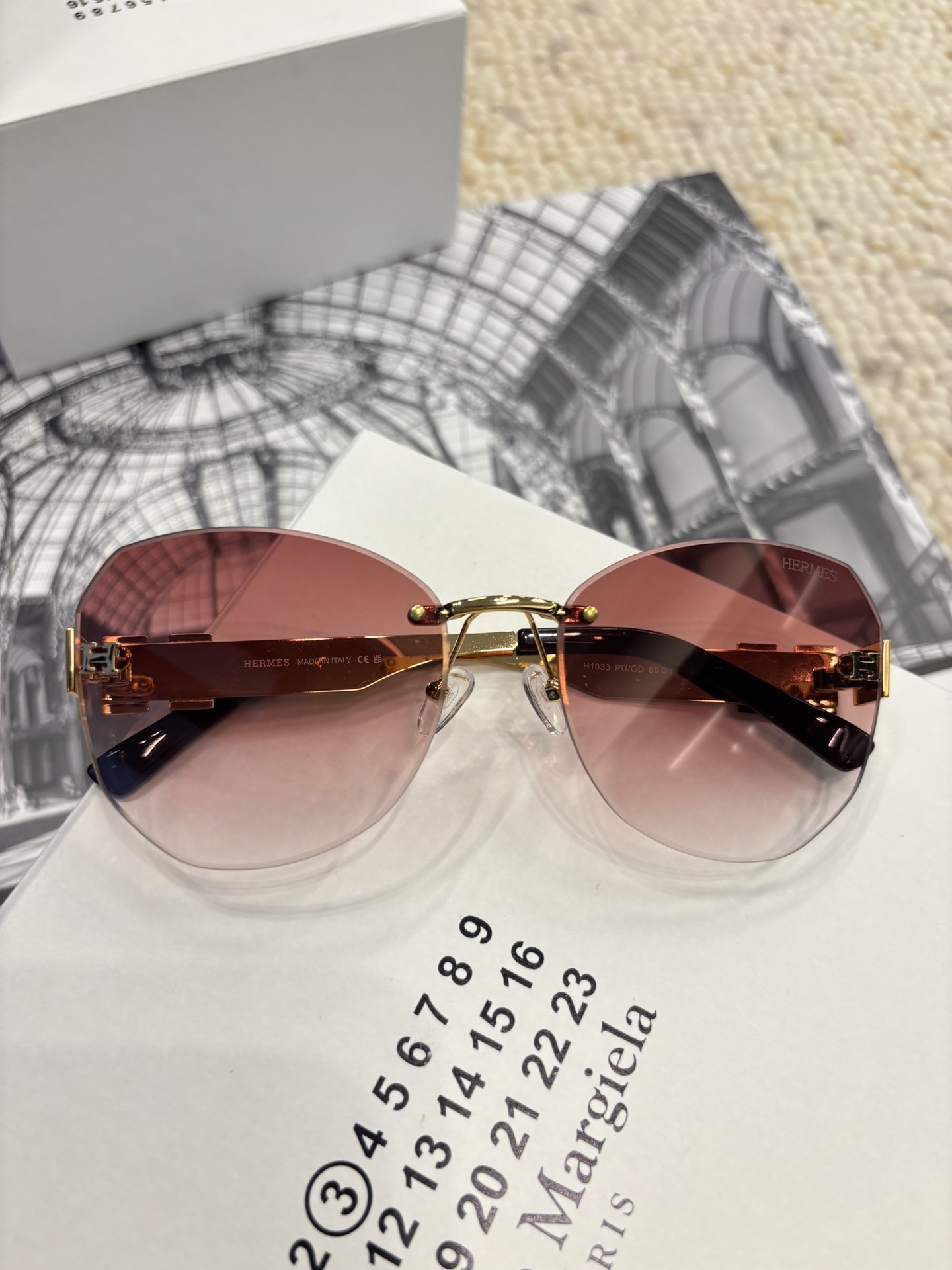 Hermes Rimless Gradient Sunglasses – Luxury Gold-Tone Eyewear