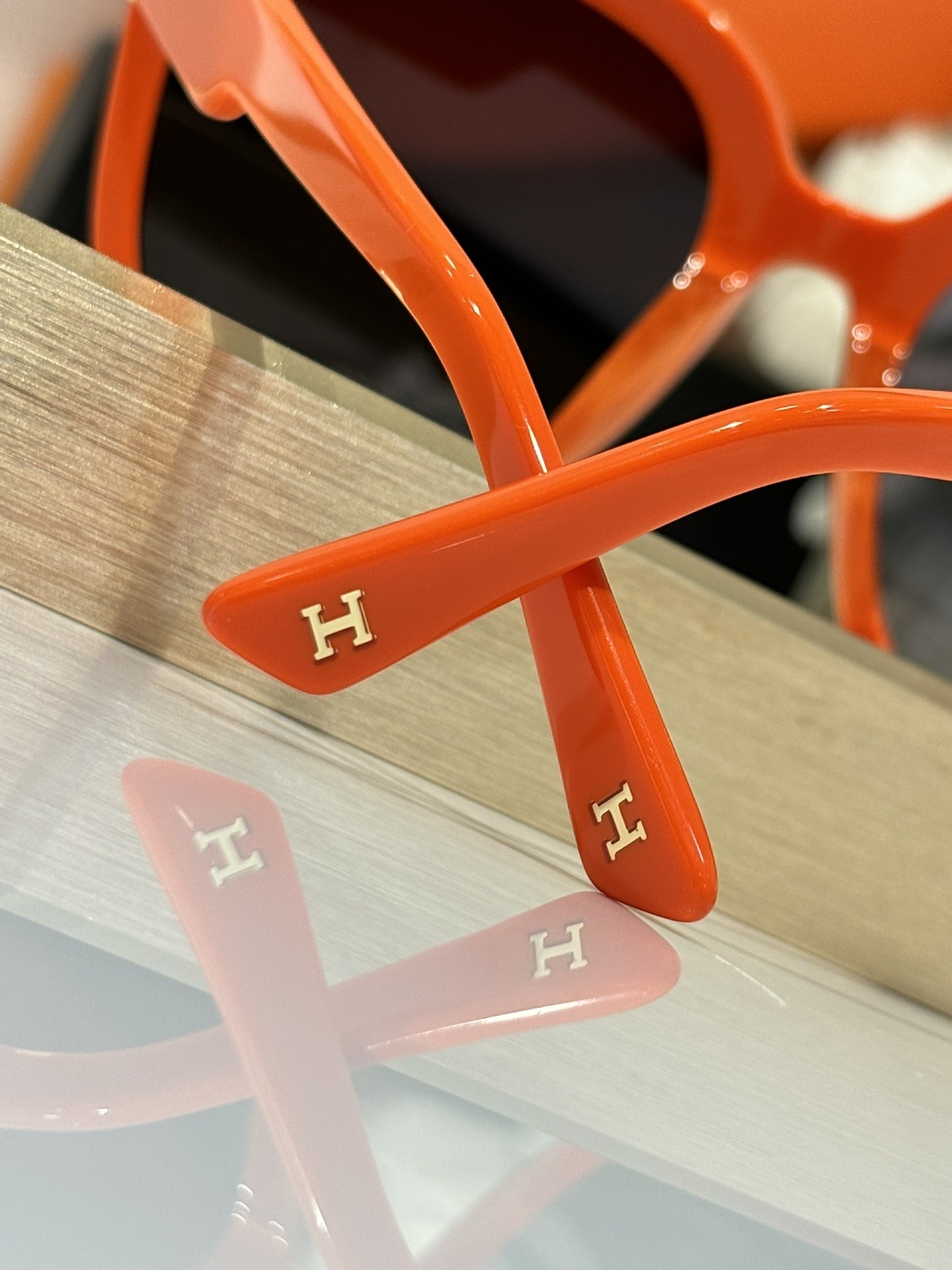 Luxury Orange Oversized Sunglasses for Women – Chic H Logo Design