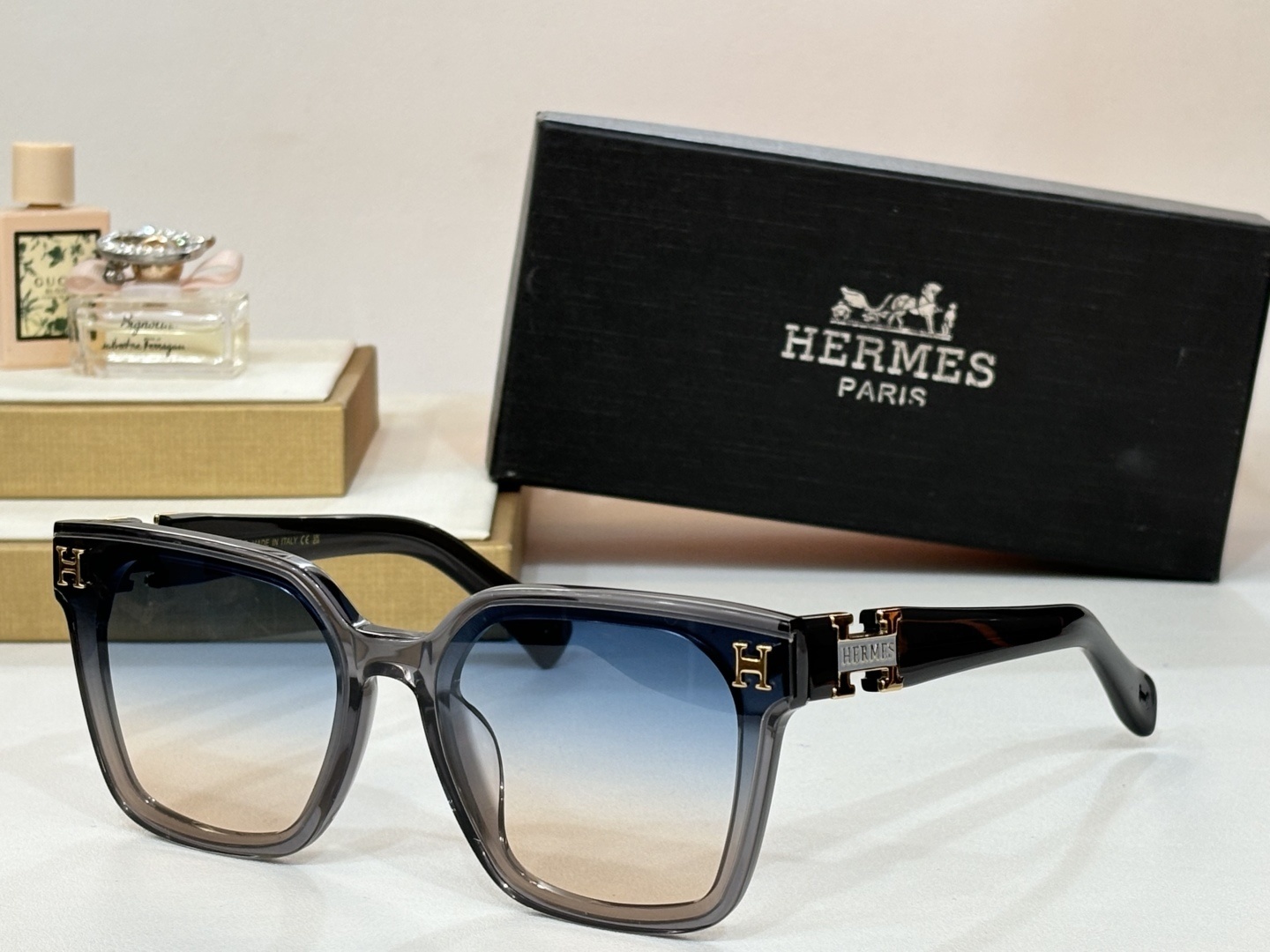 Hermes Orange Square Oversized Sunglasses – Luxury Designer Eyewear