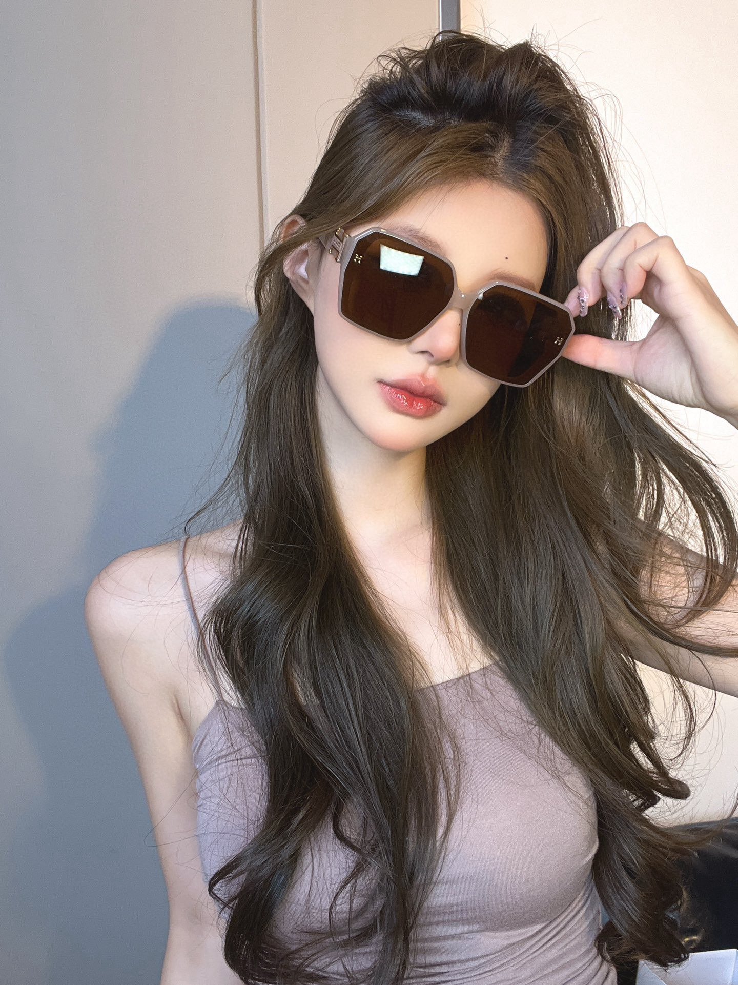 Hermes Luxury Oversized Hexagonal Sunglasses with Gold H Logo