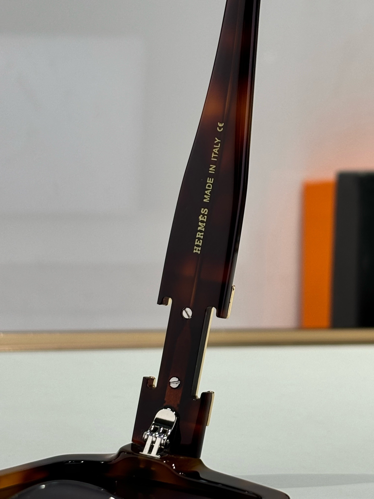 Hermes Oversized Tortoiseshell Sunglasses with Gold H Logo