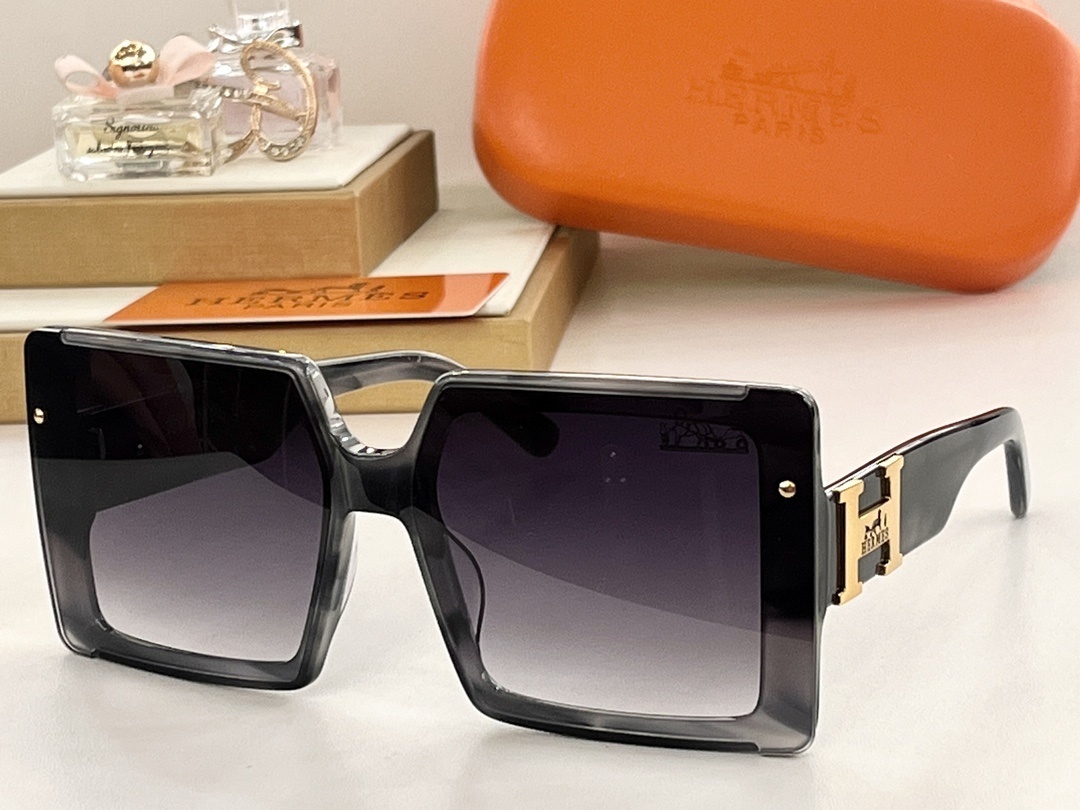 Luxury Hermes Oversized Square Sunglasses – Burgundy Wine Frames