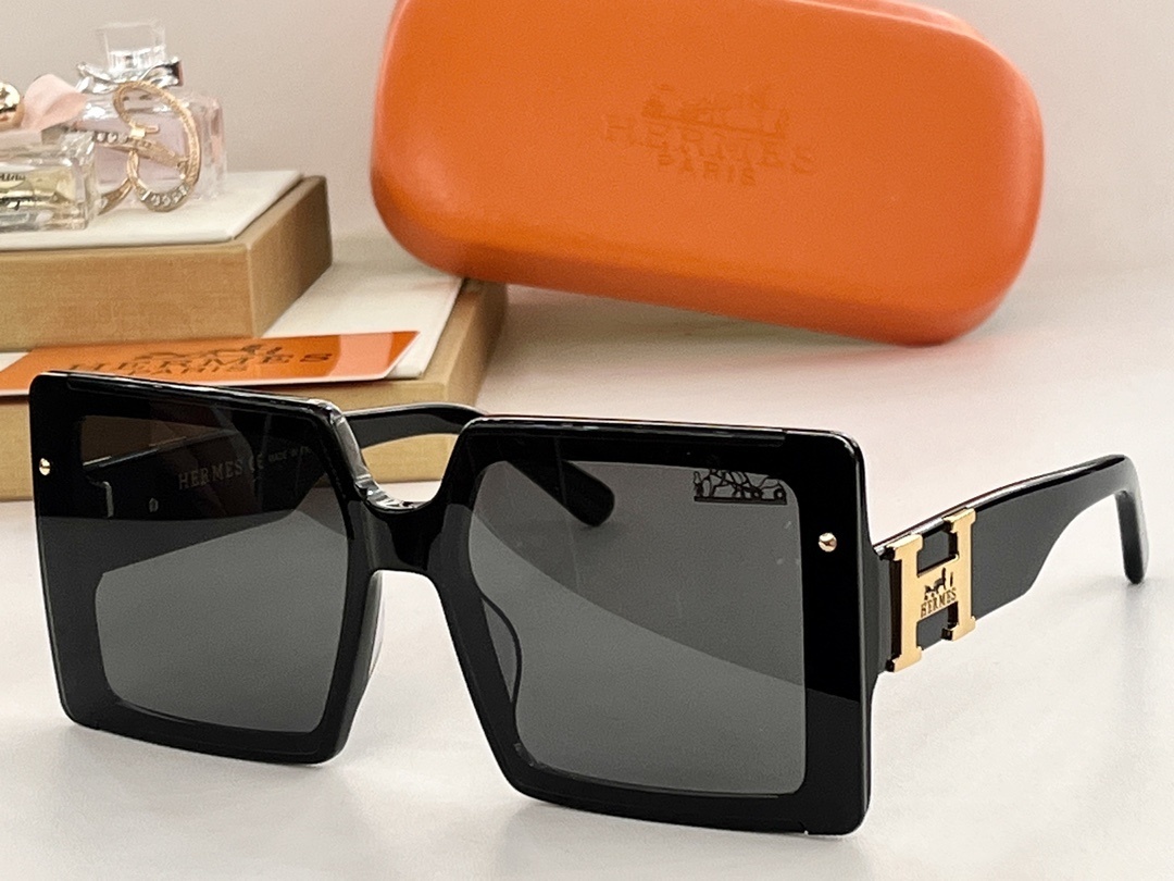 Luxury Hermes Oversized Square Sunglasses – Burgundy Wine Frames