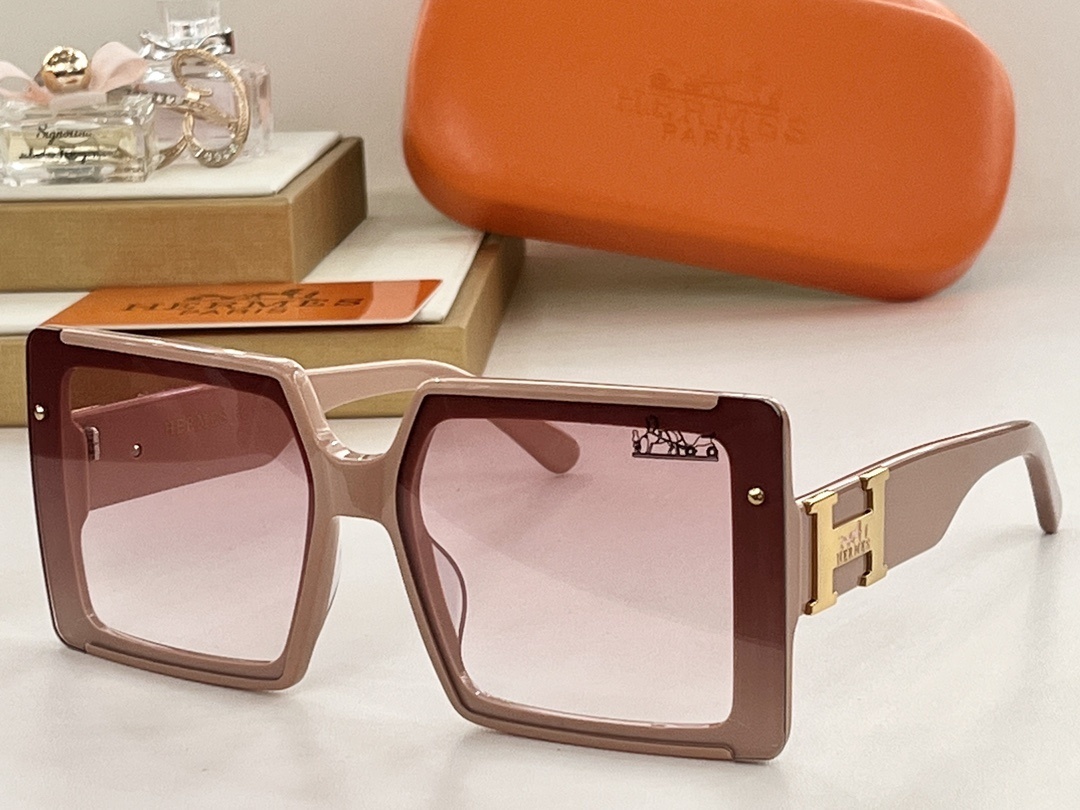 Luxury Hermes Oversized Square Sunglasses – Burgundy Wine Frames