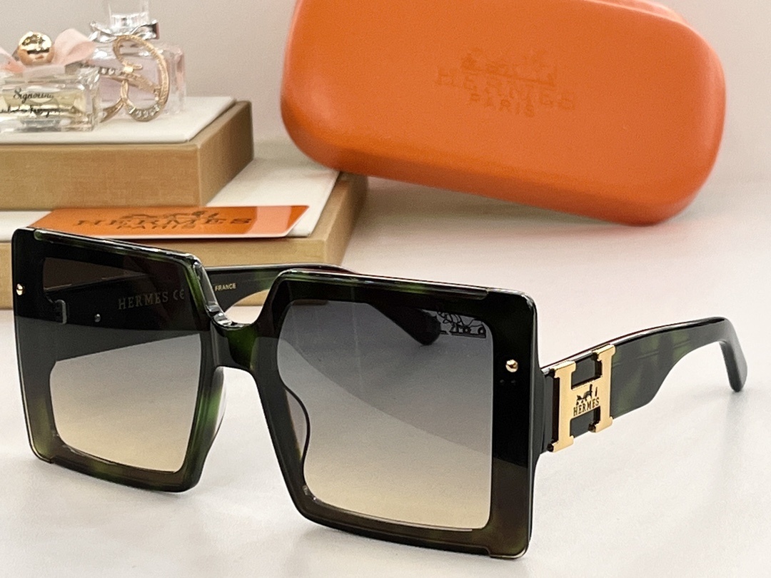 Luxury Hermes Oversized Square Sunglasses – Burgundy Wine Frames