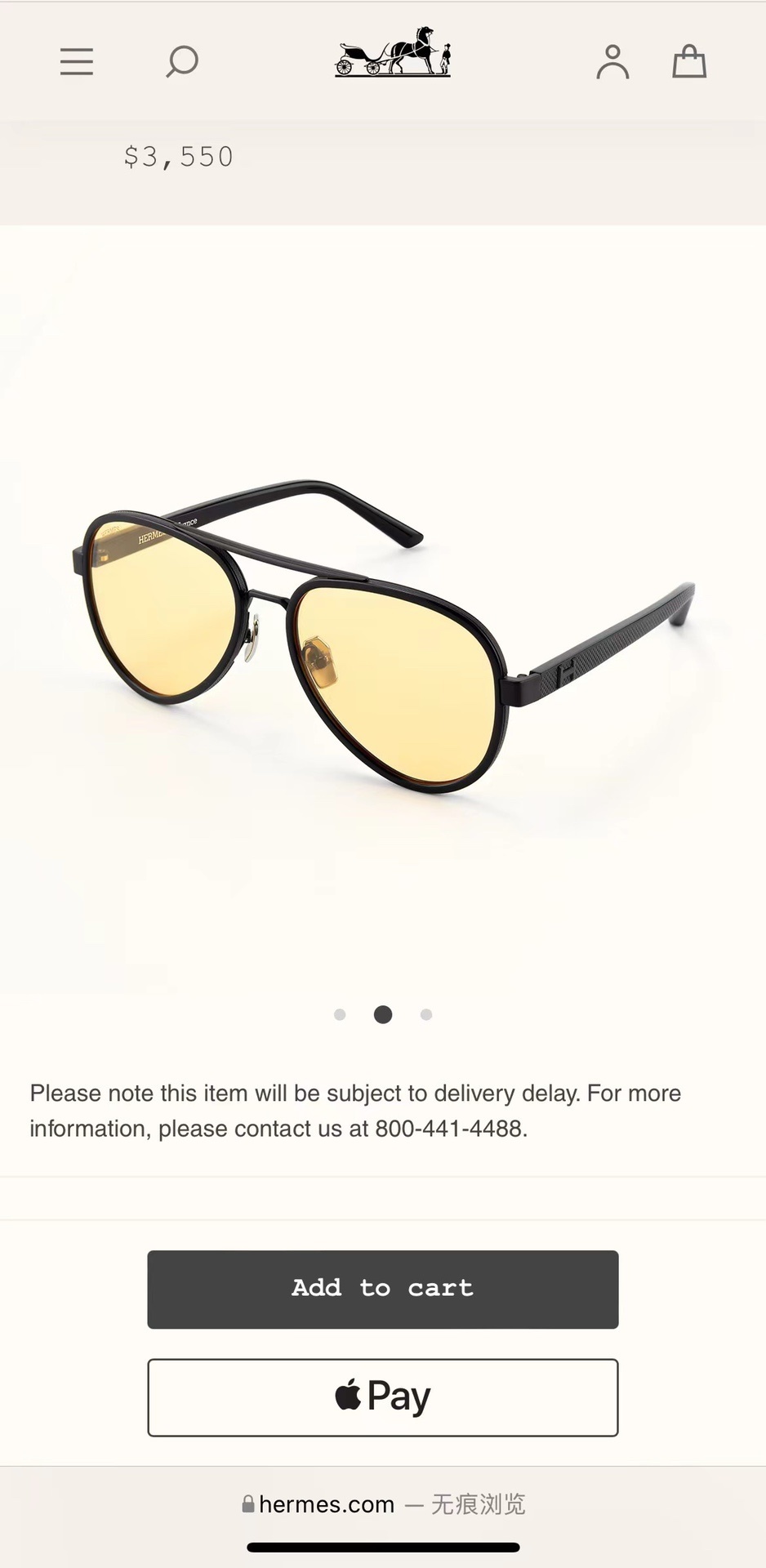 Hermès Luxury Aviator Sunglasses – Gold & Black Gradient